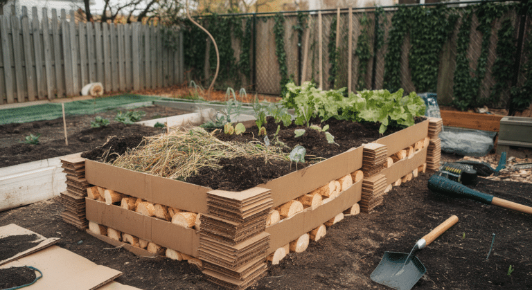 diy raised garden bed layers