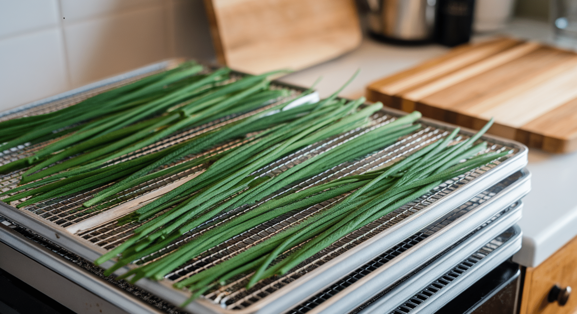 drying chives in a dehydrator