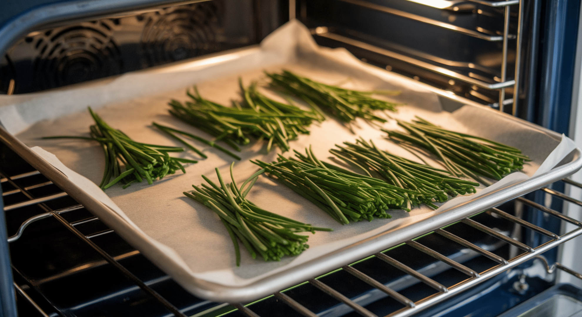 drying chives in the oven