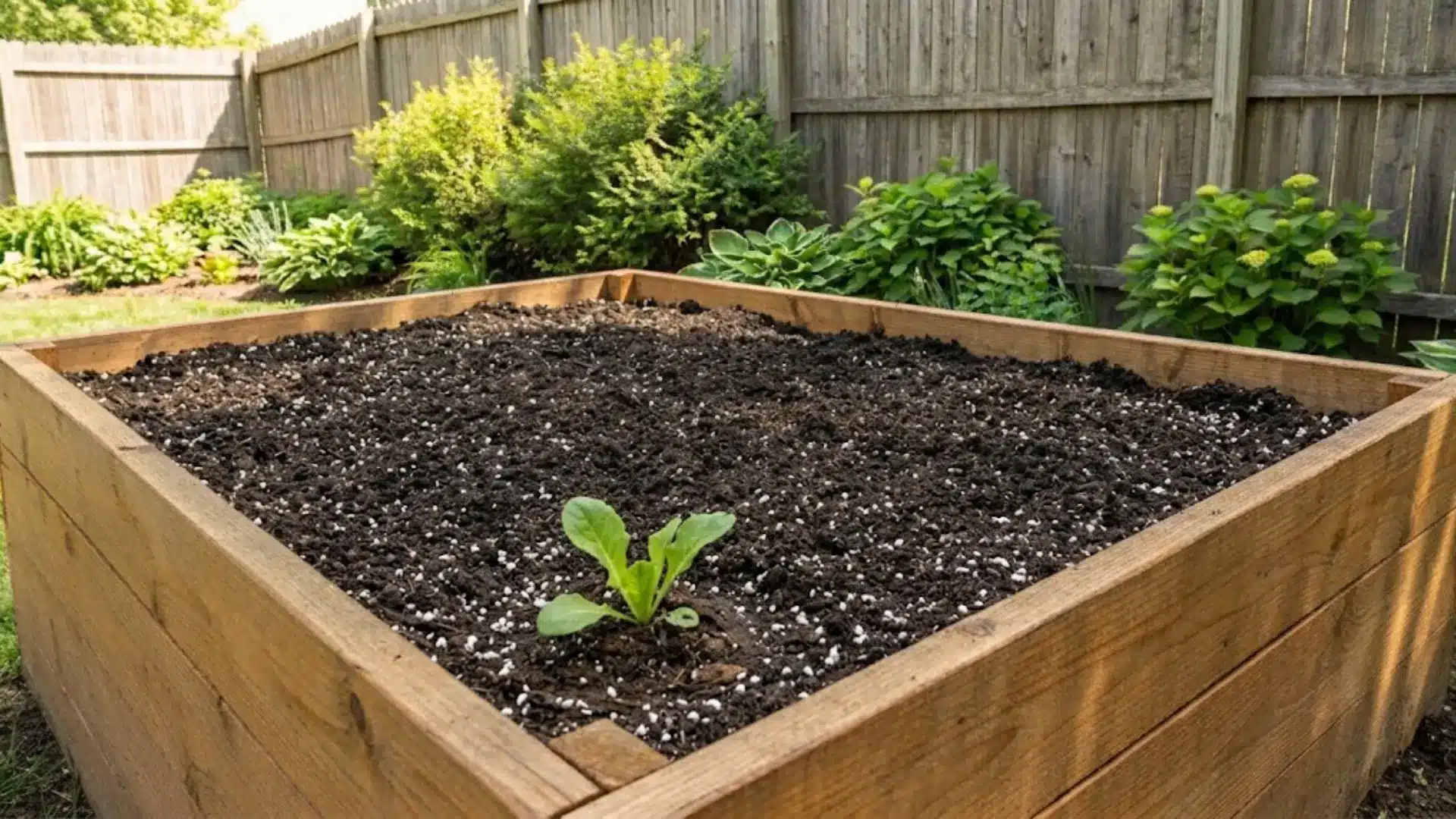 raised bed soil mix layer ready for planting vegetables