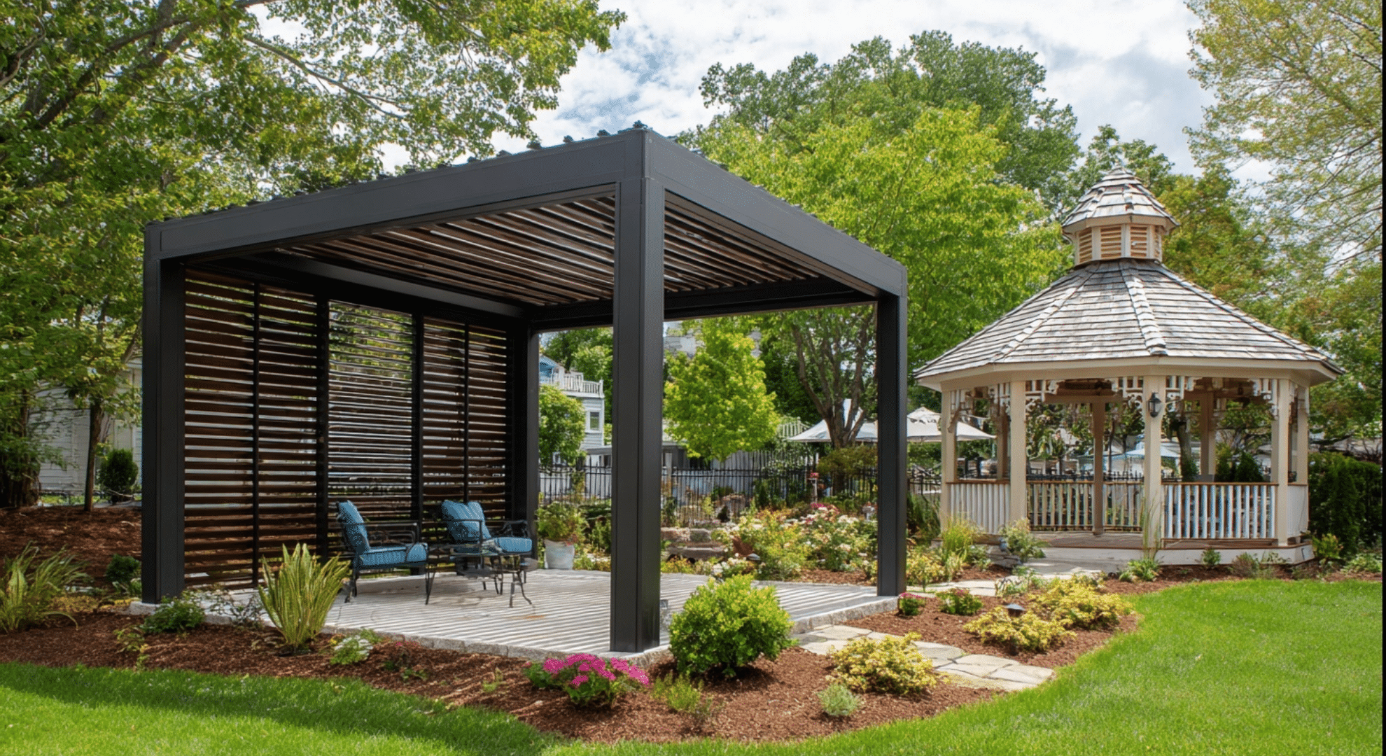 louvered pergolas vs traditional gazebos is this the middle ground