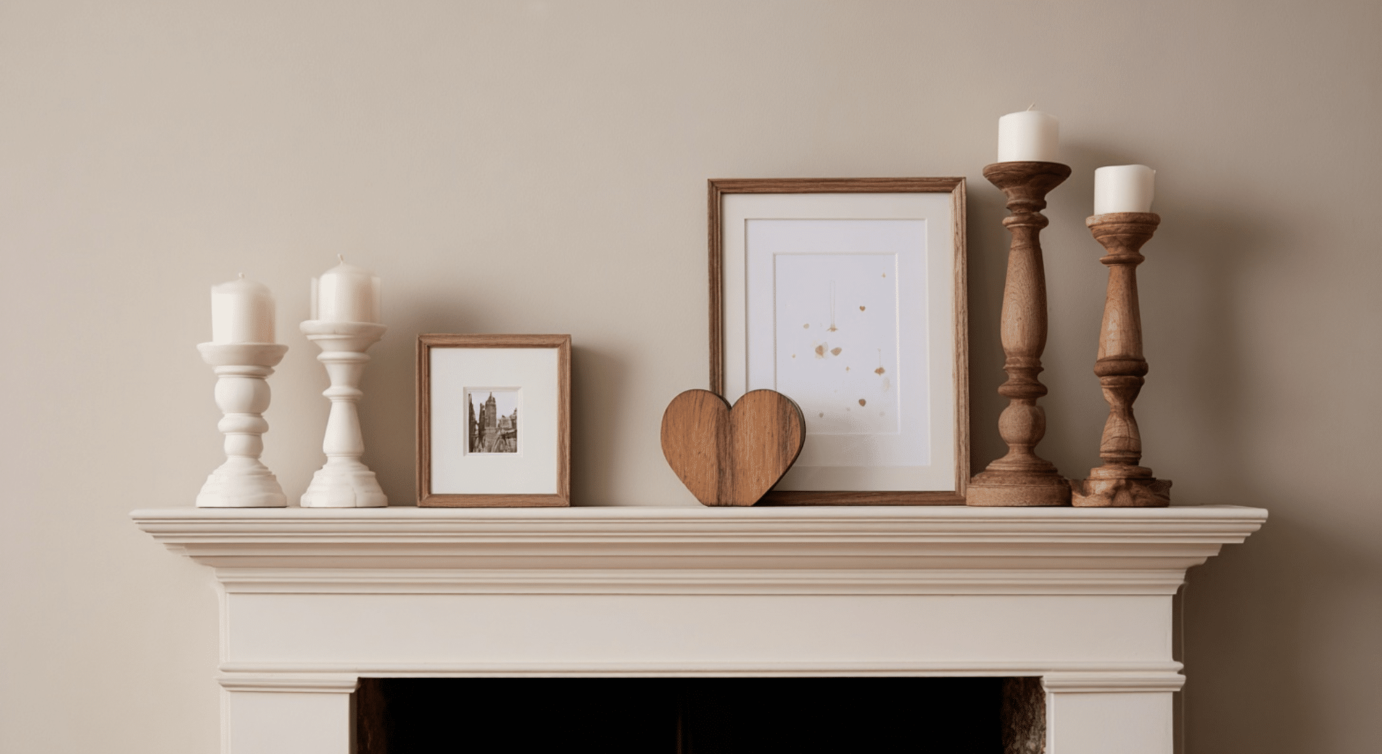 mantel decor built around layered height