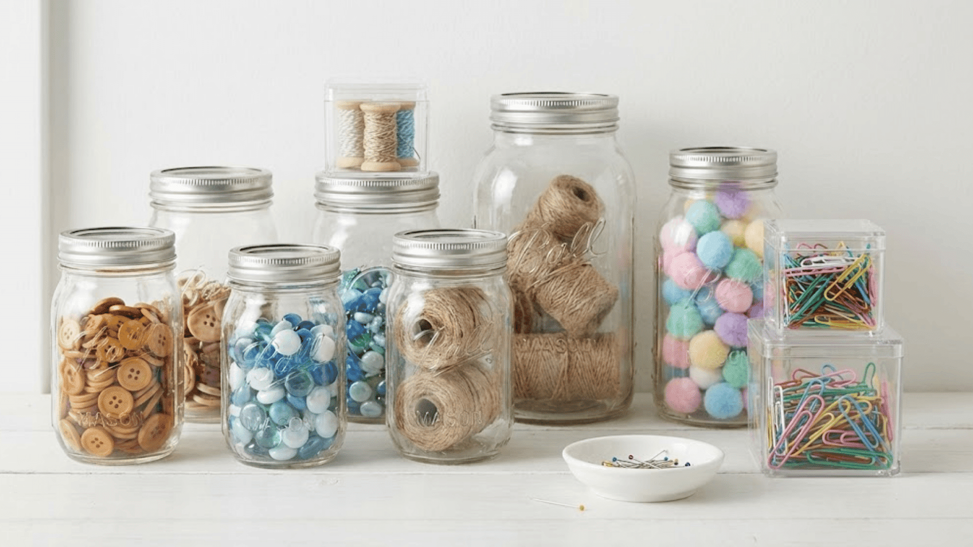 mason jars and clear containers