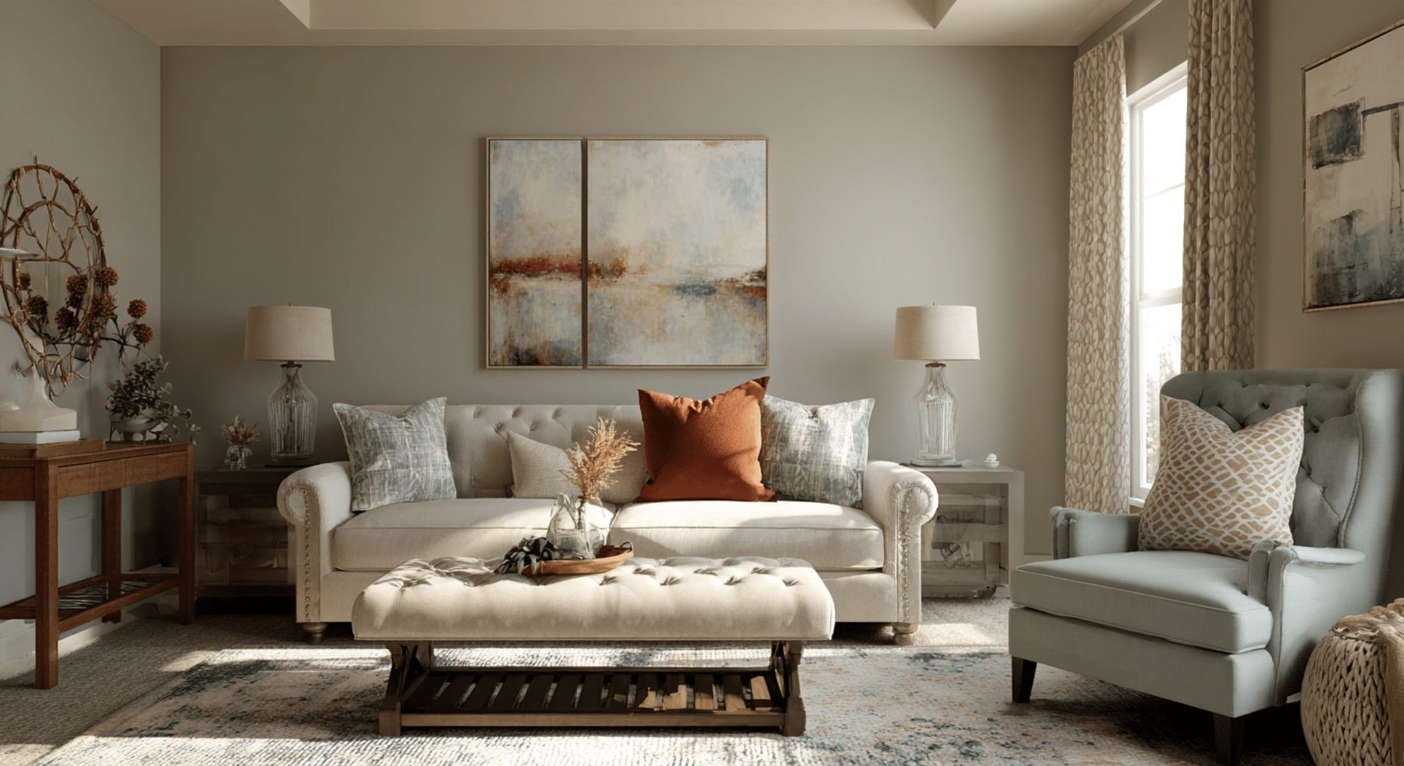 muted color accents instead of bright pops