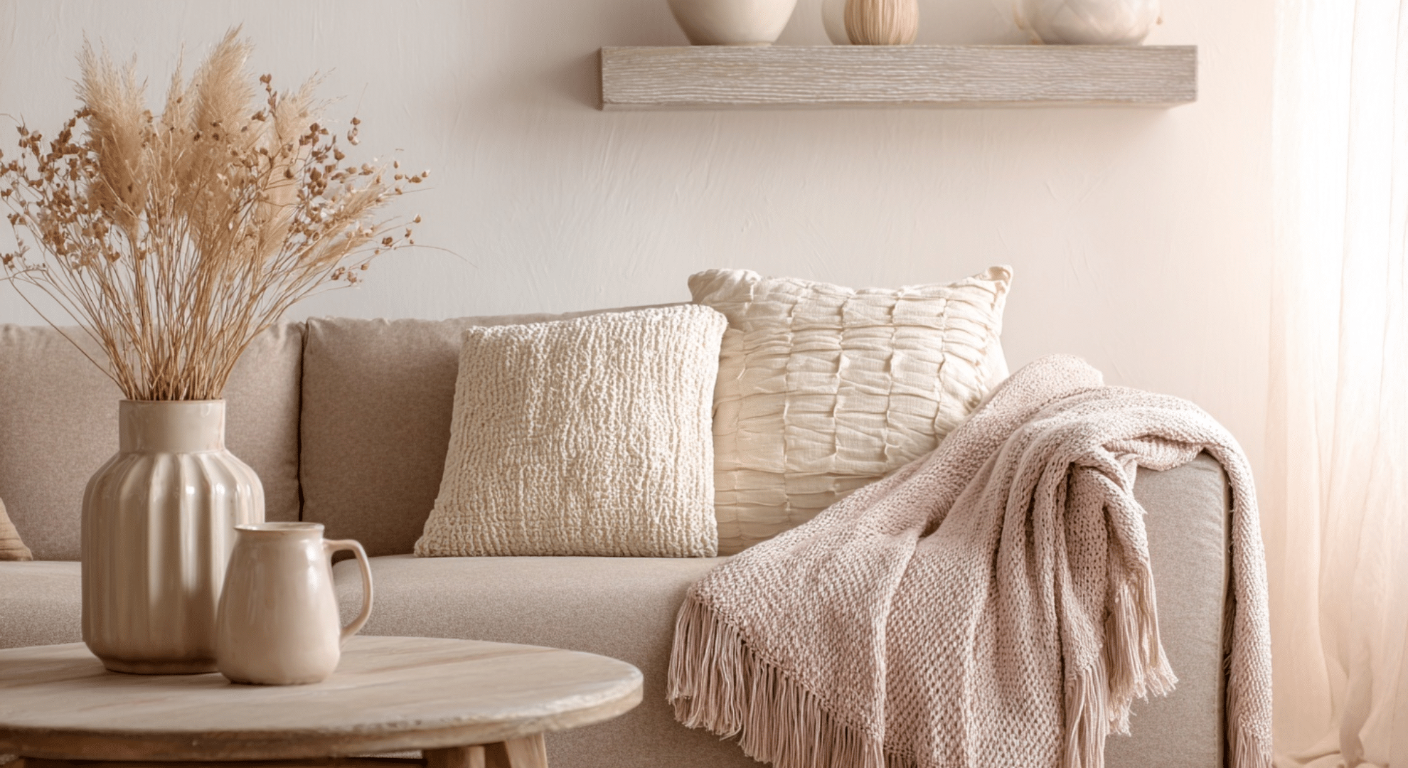 neutral valentine decor using wood fabric and soft tones