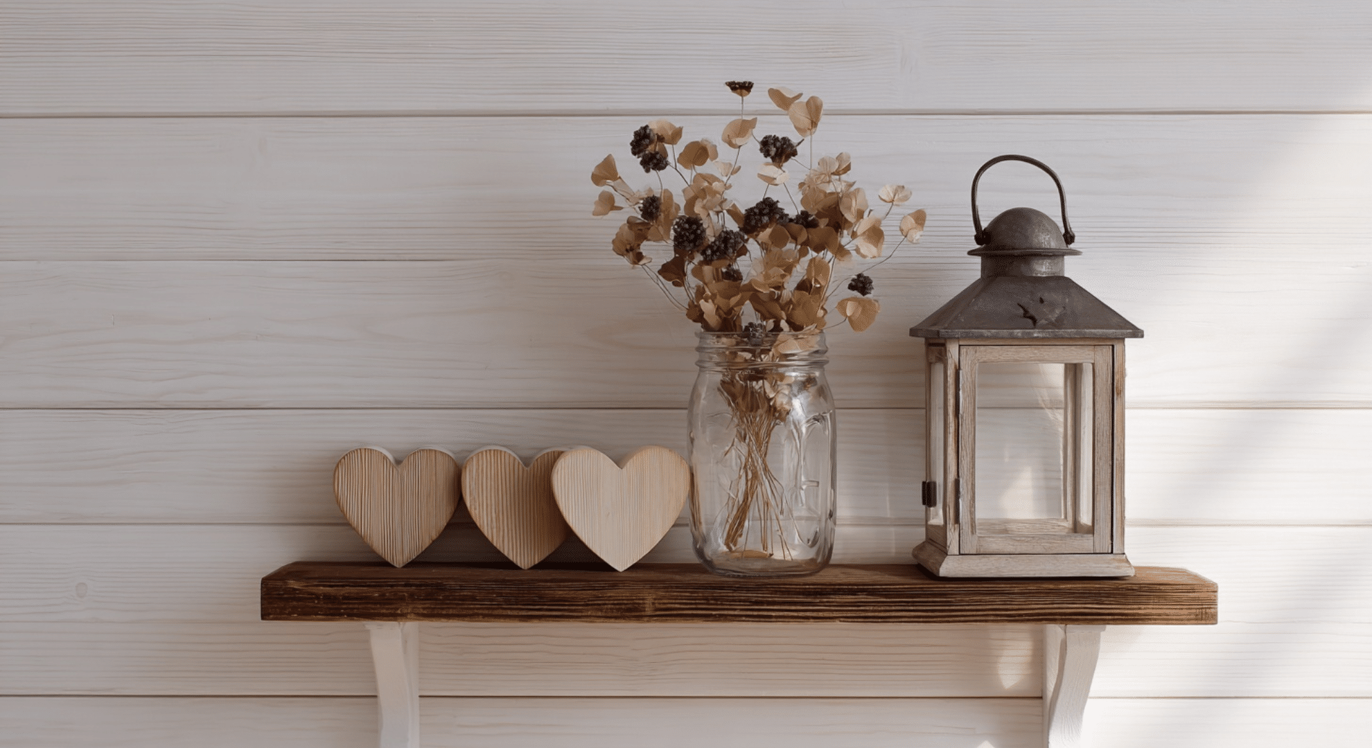 rustic valentine decor using handmade wood pieces