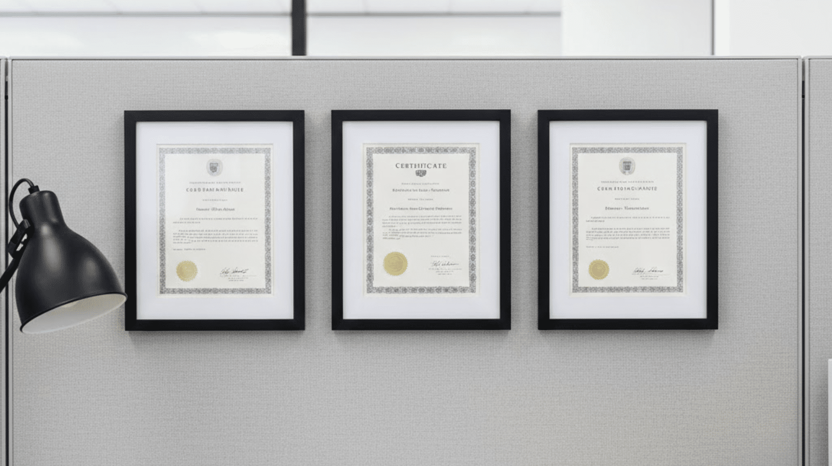 small framed achievements or awards
