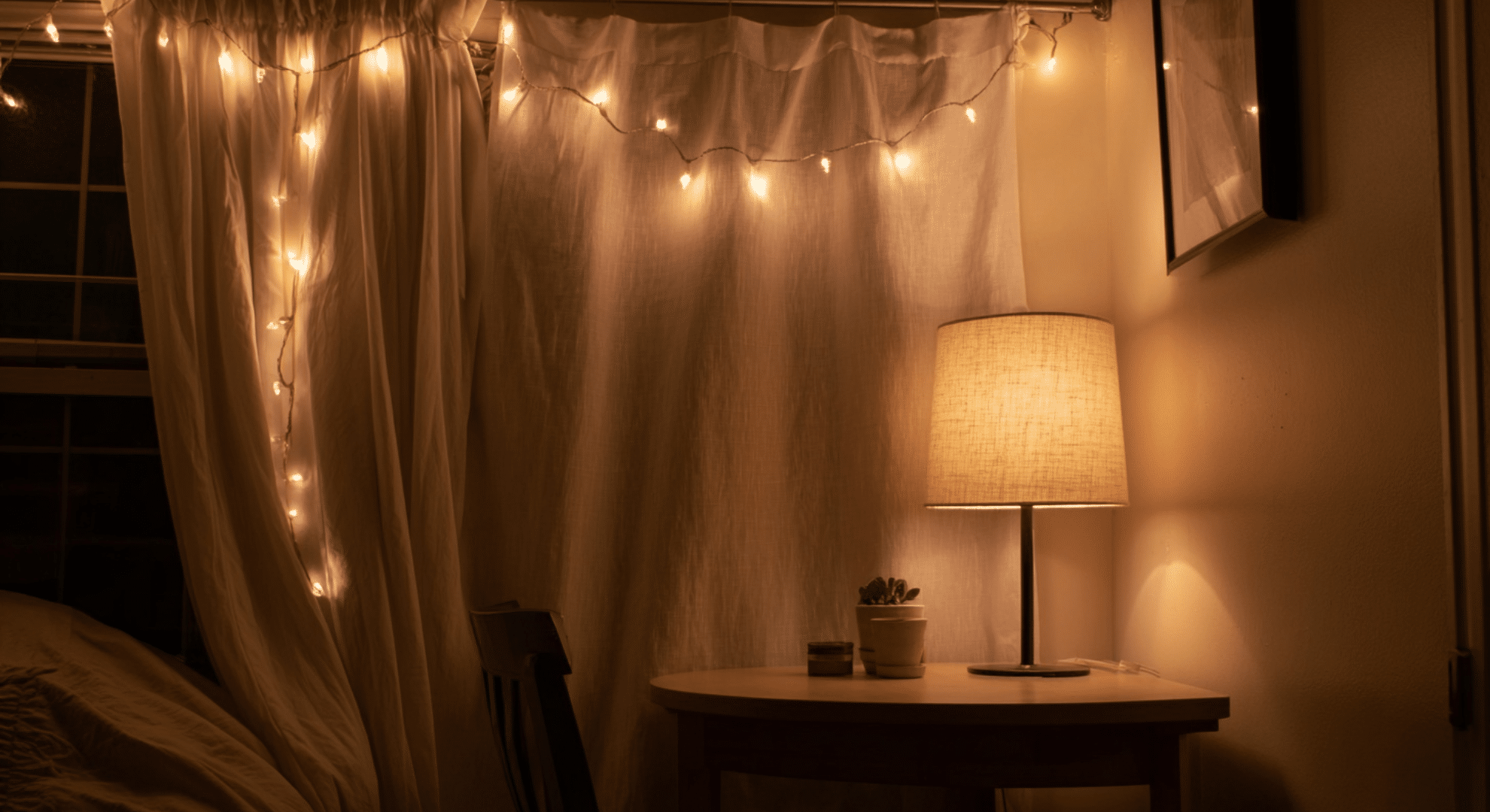 soft lighting decor using lamps or string lights