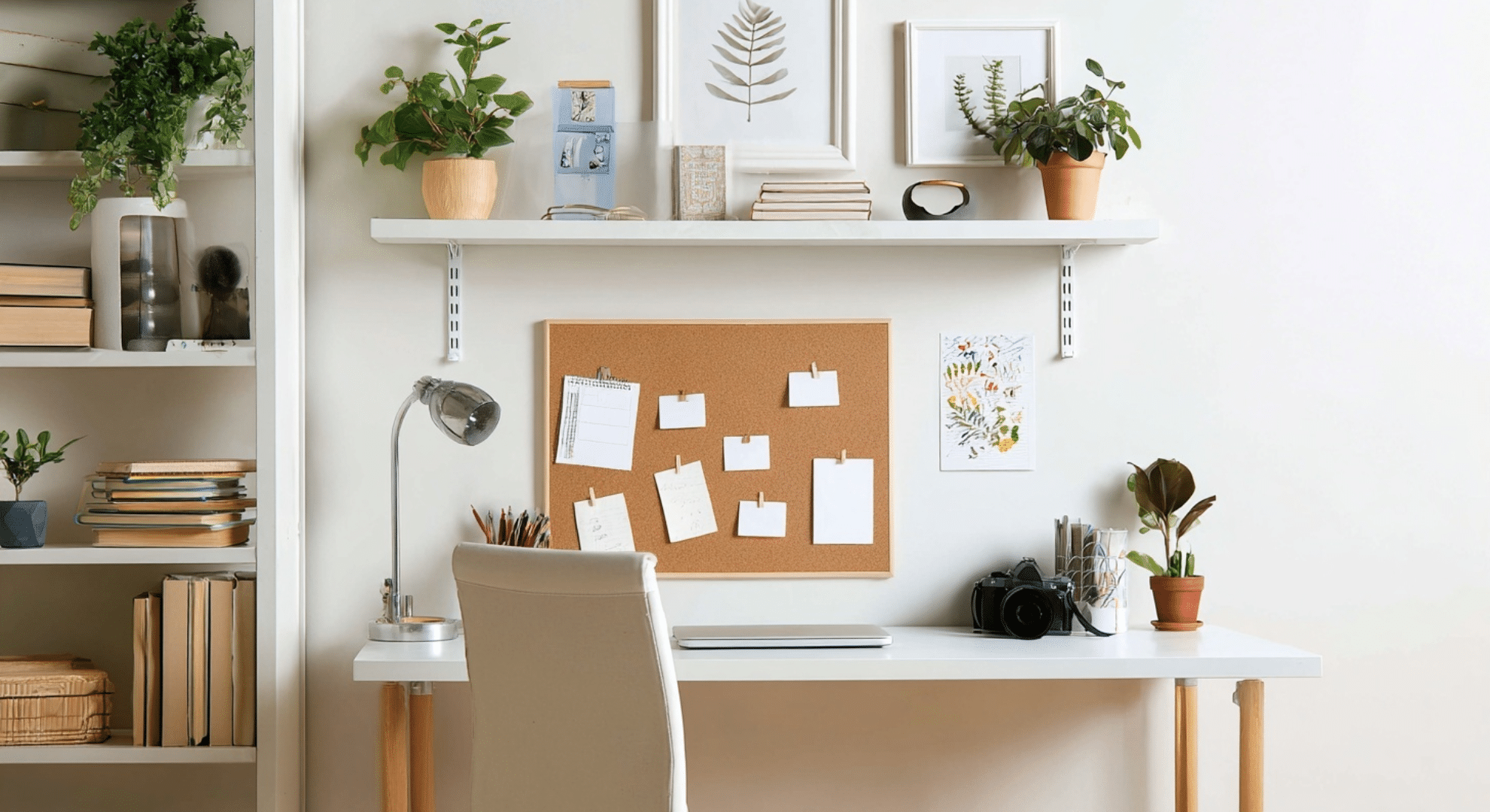 use vertical space for decor instead of desk space
