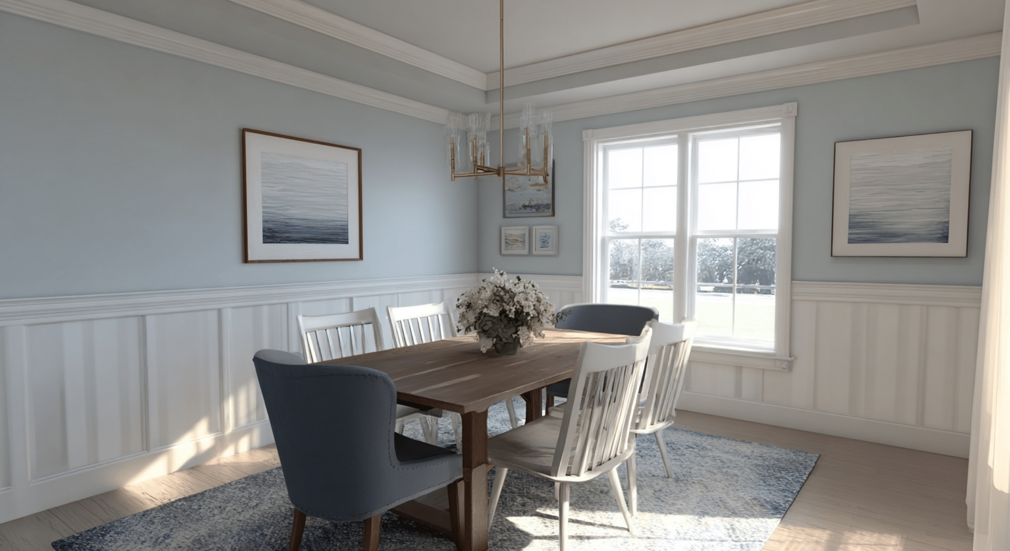 wainscoting used to break up large walls