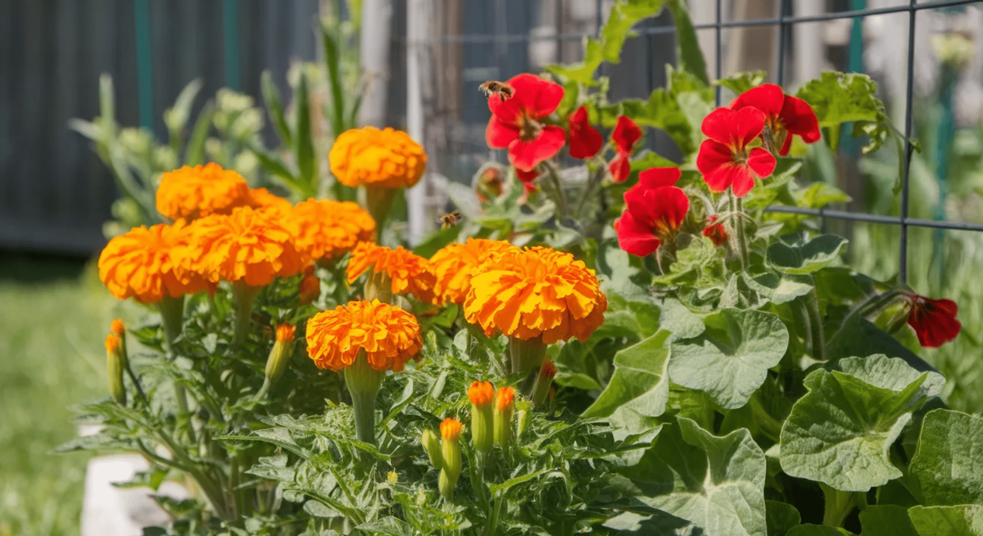 flowers marigolds nasturtiums cosmos