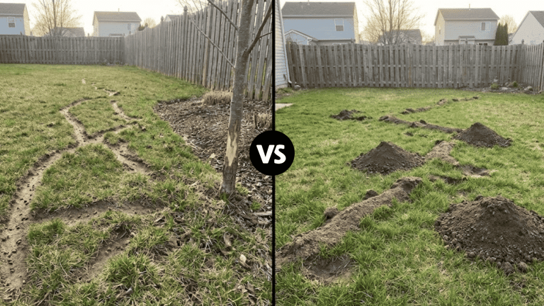 mole vs vole tunnel damage comparison