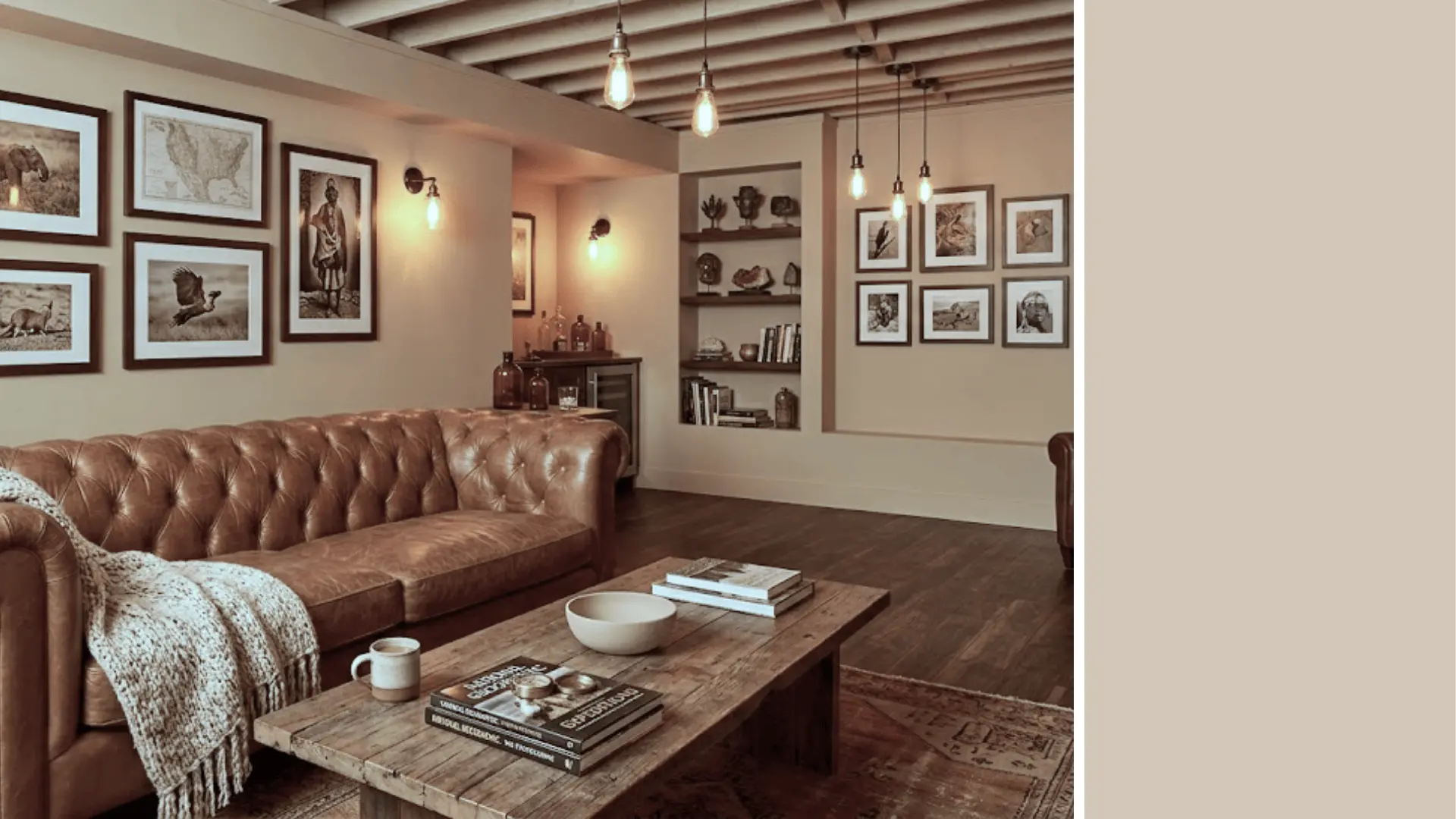 accessible beige sw 7036 warm basement walls with ceramic bowl color swatch