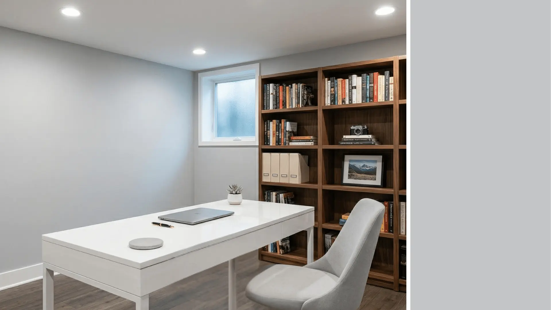 gravity valspar 4005-1b soft blue-gray basement lounge walls with porcelain swatch