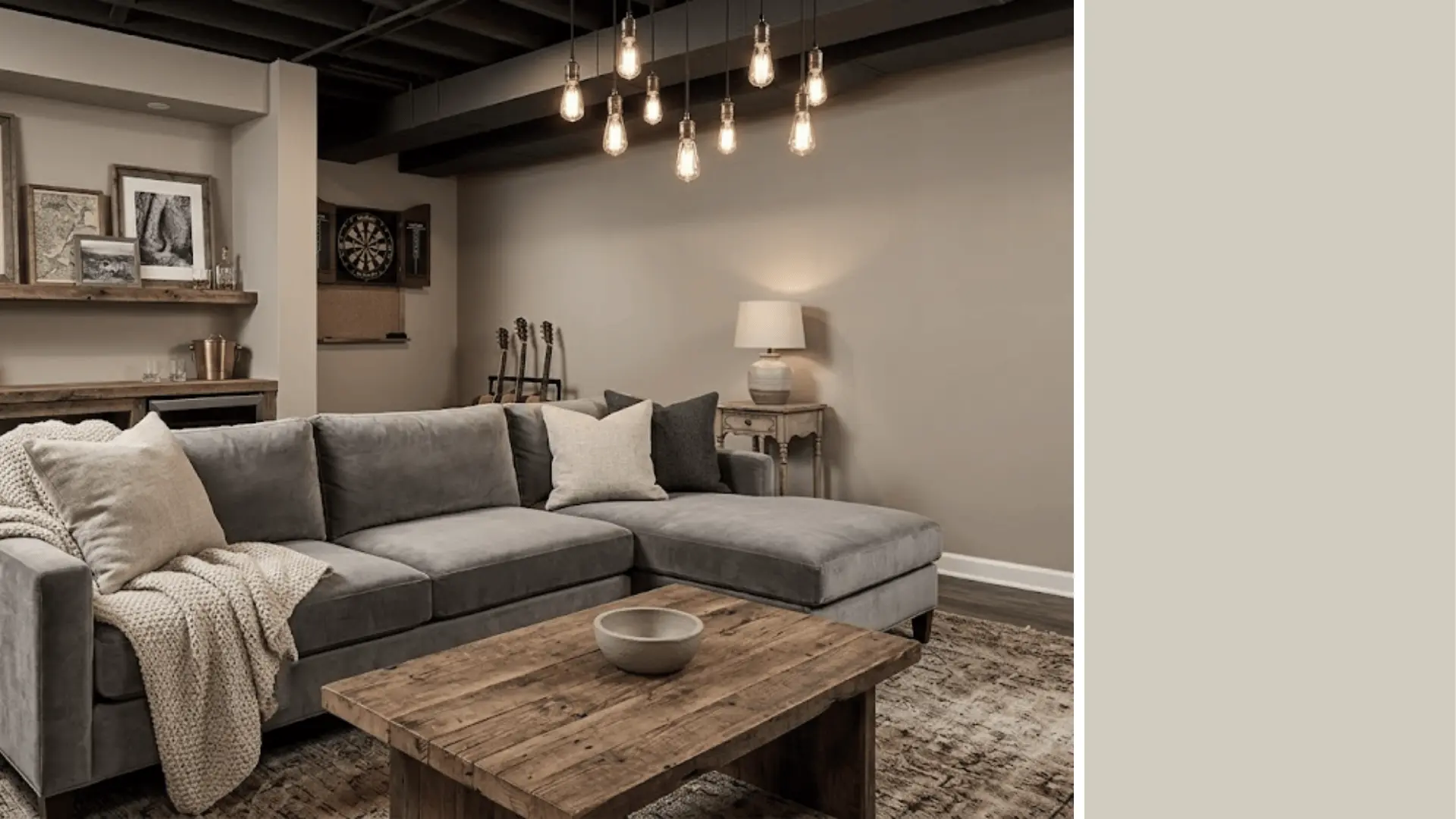 toasty gray behr n320-2 warm gray basement walls with stoneware bowl swatch