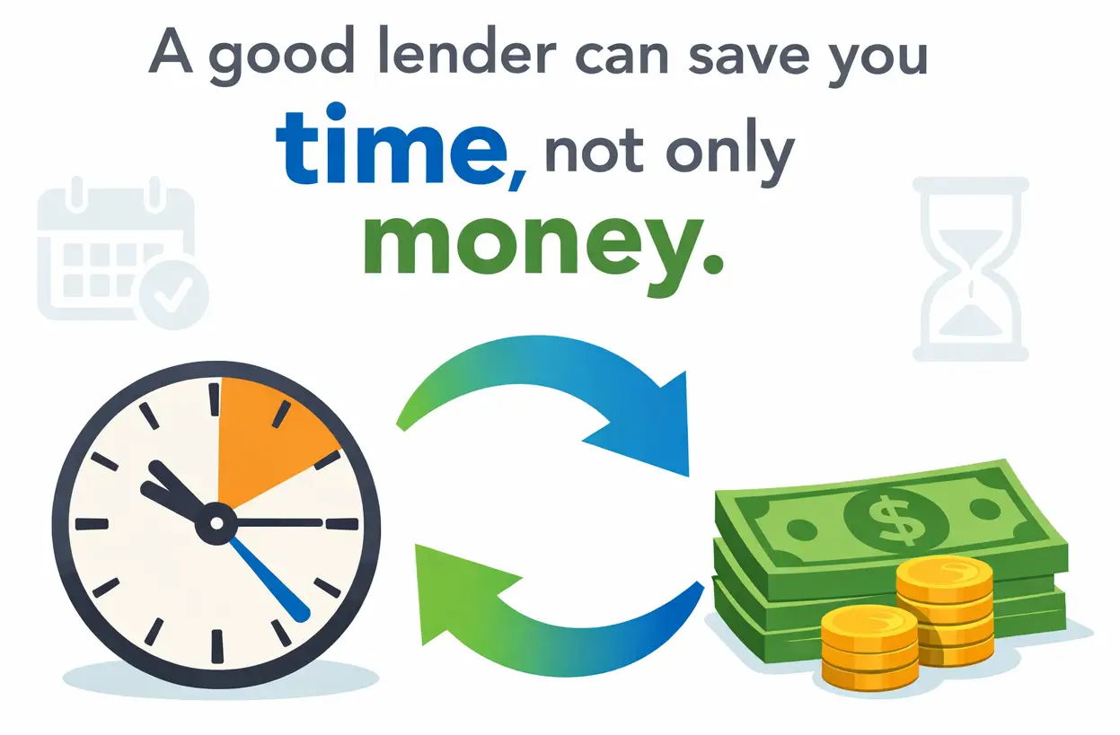 Clock and cash with circular arrows and icons on white background