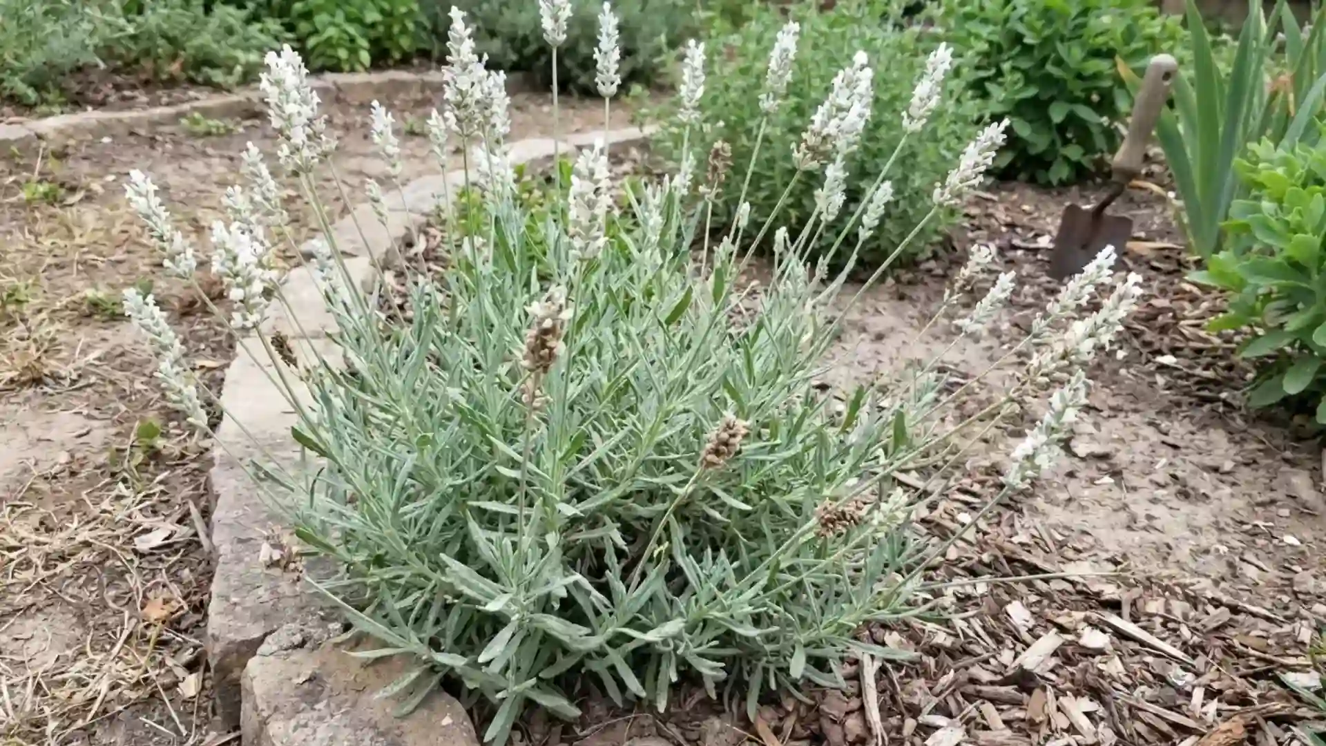 alba lavandin long white flower spikes standing out sharply against silvery leaves