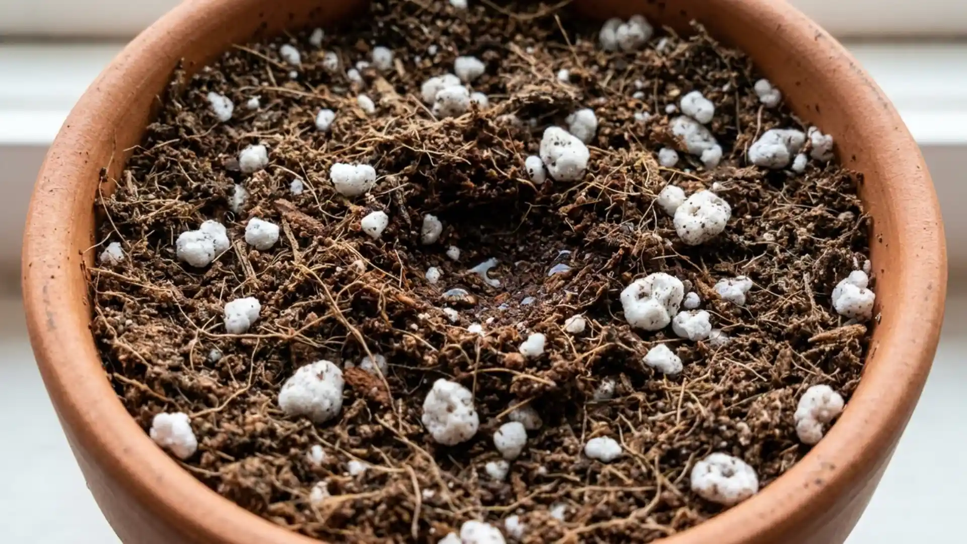 peat moss and perlite soil mix used for potting a venus flytrap