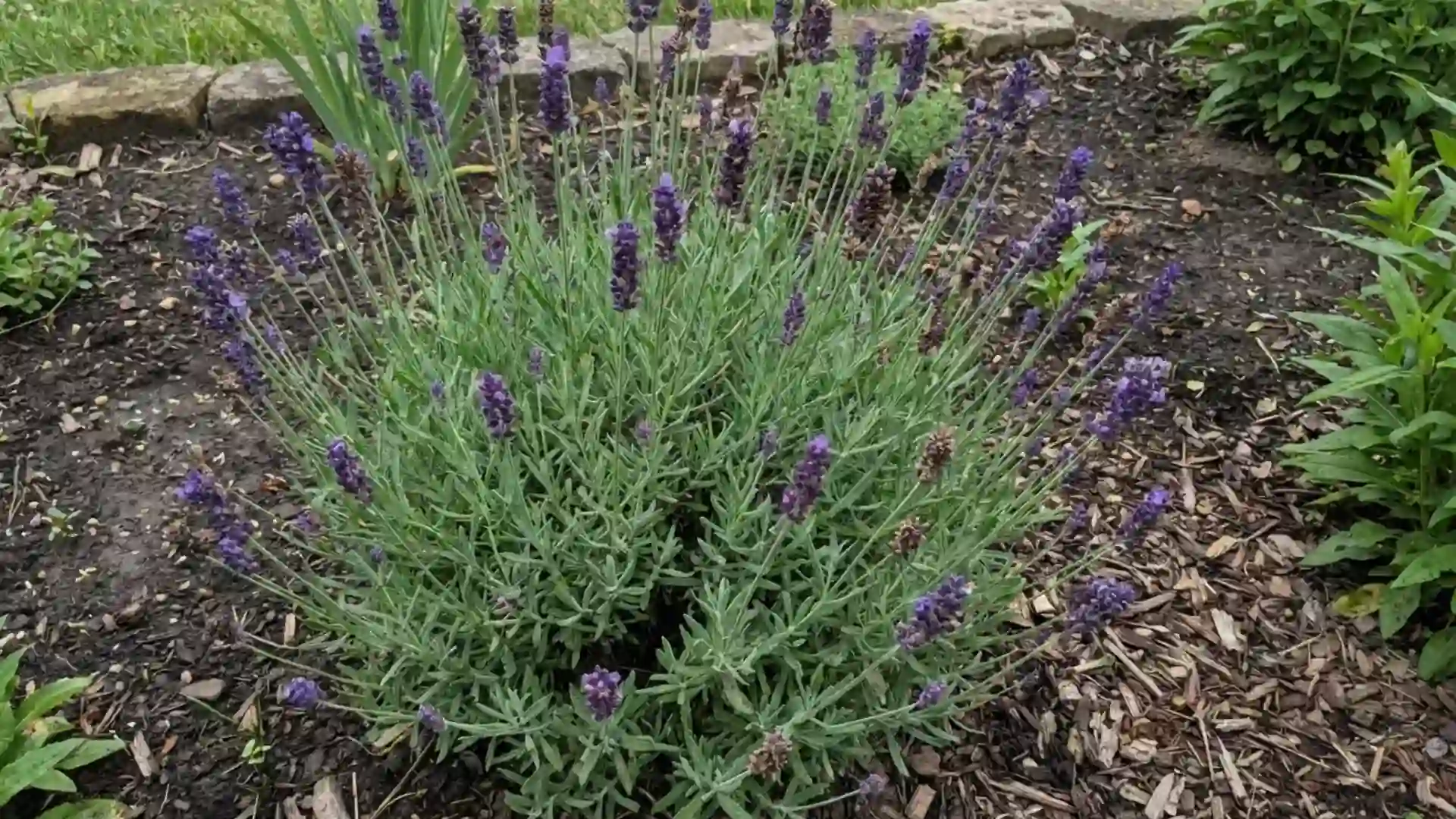 grosso lavandin large bushy shrub with long stems and thick dark violet spikes