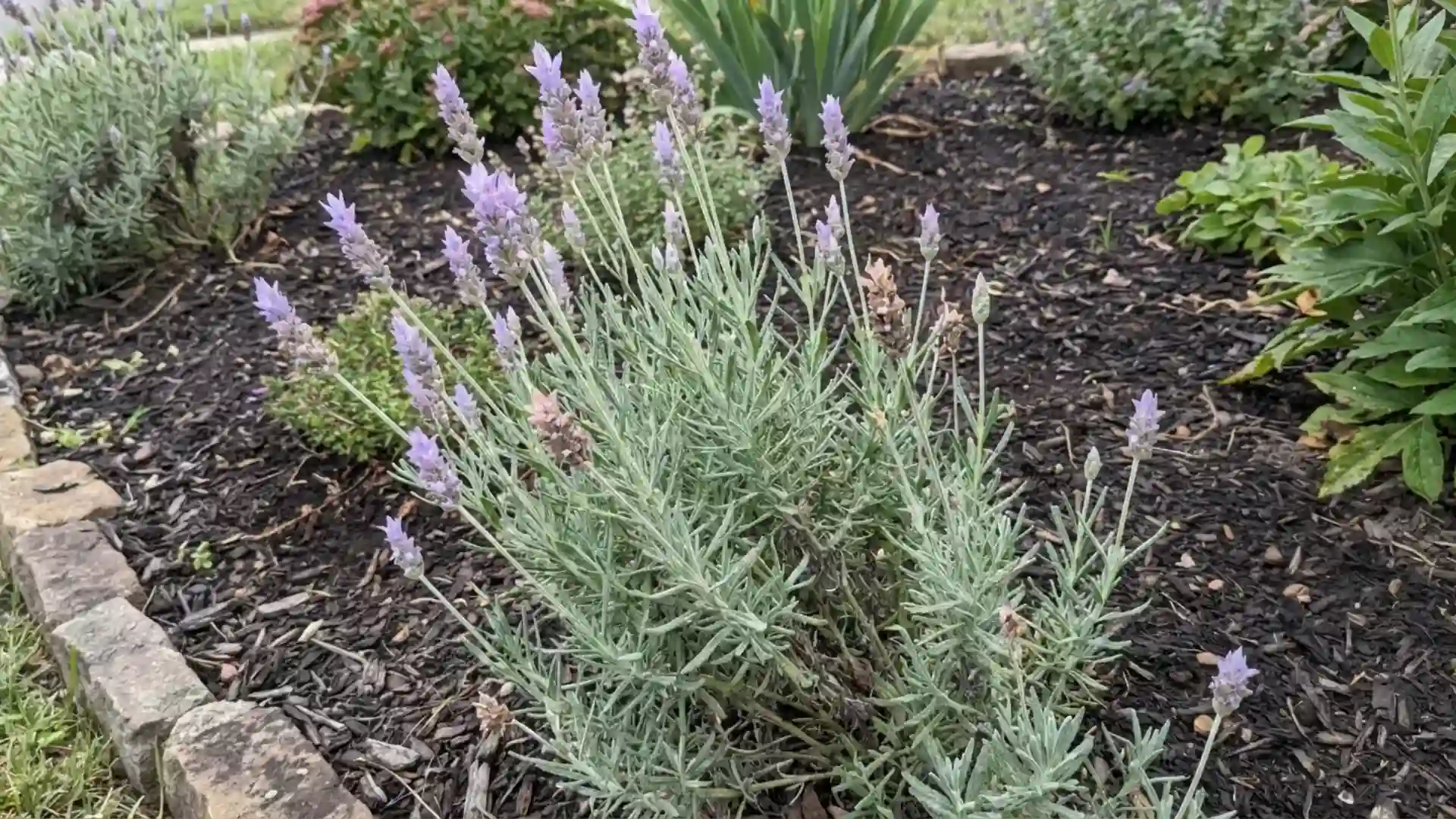 sussex lavandin tall shrub producing a haze of lilac and violet pointed spikes