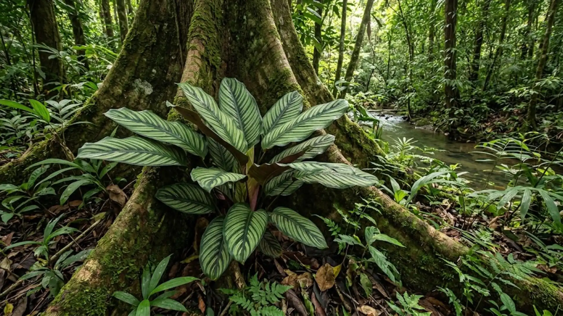 calathea anderssonii growing in a south american forest understory
