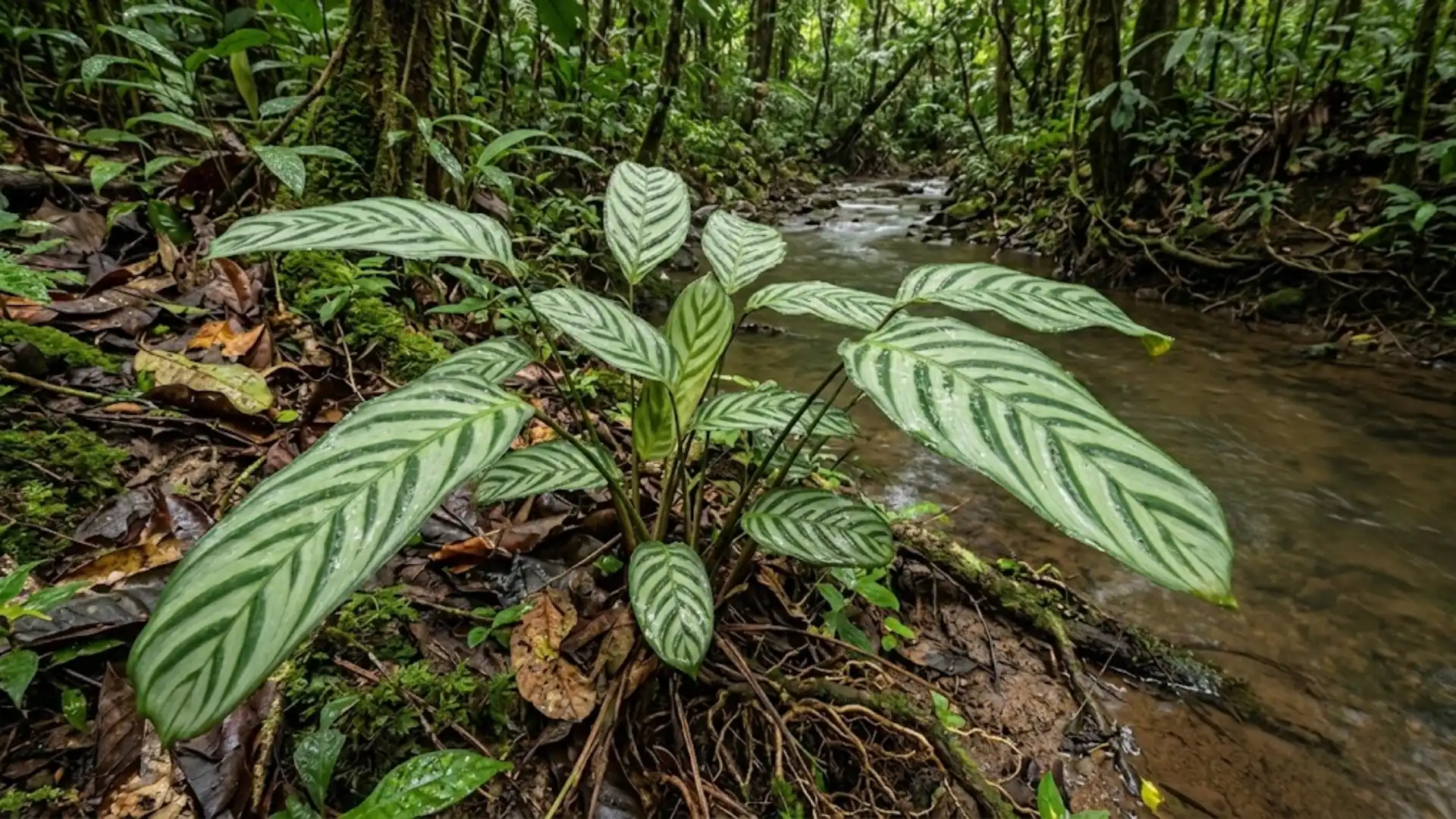 calathea anulque with a bracted flower spike in tropical forest