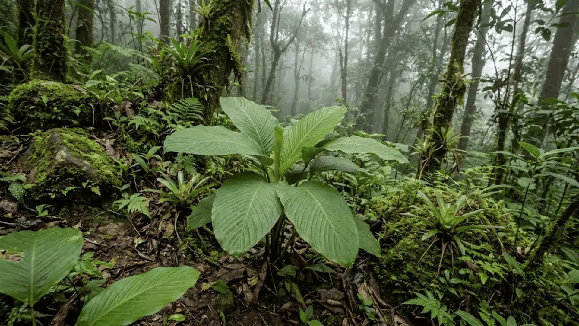 calathea tarrazuensis on a costa rican cloud forest floor