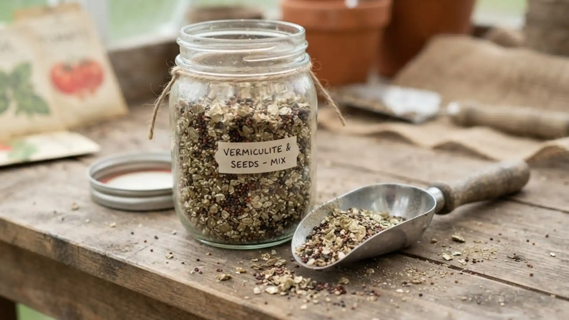 glass jar filled with seeds and vermiculite mix for cold stratification preparation