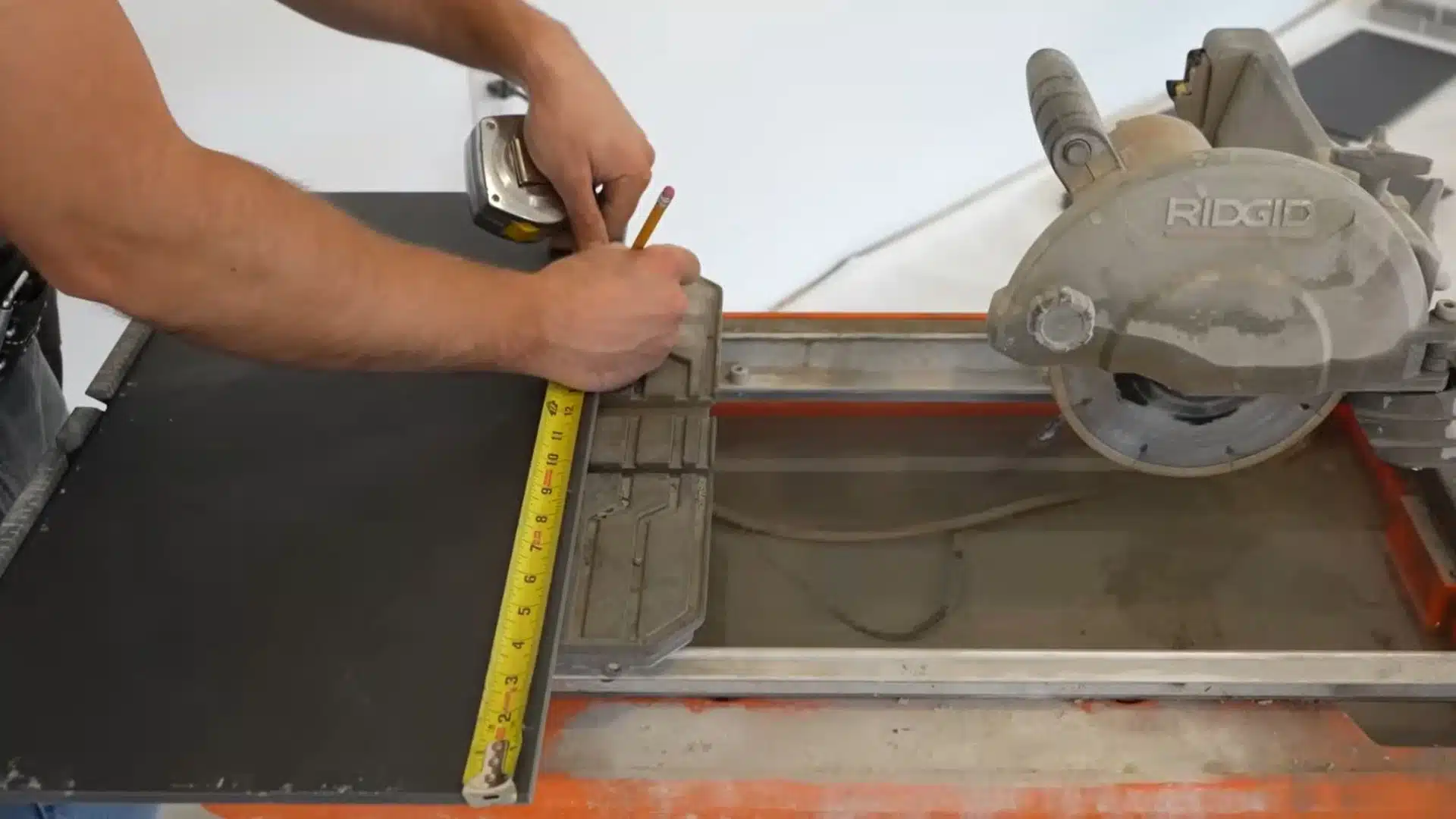 measure cut and smooth the edges tiles
