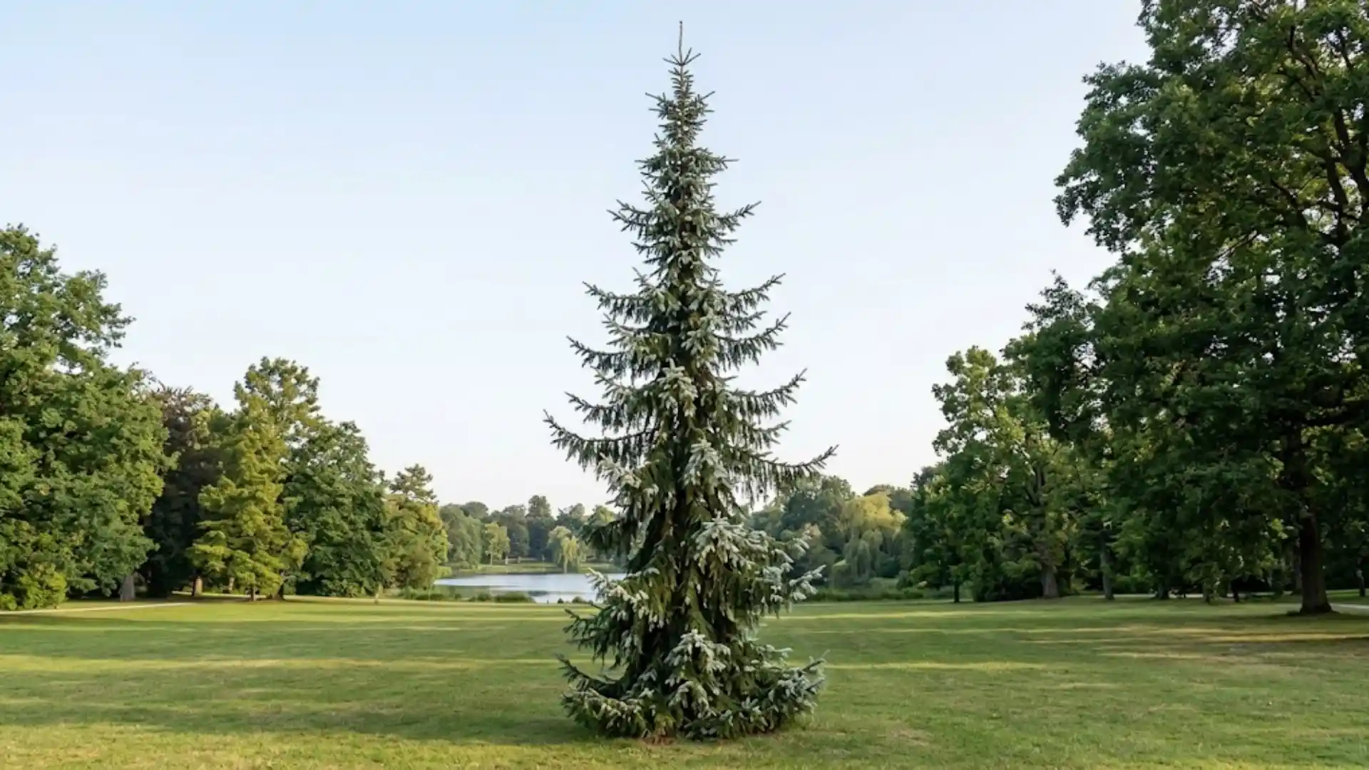 narrow serbian spruce with silvery undersides on dark green needles
