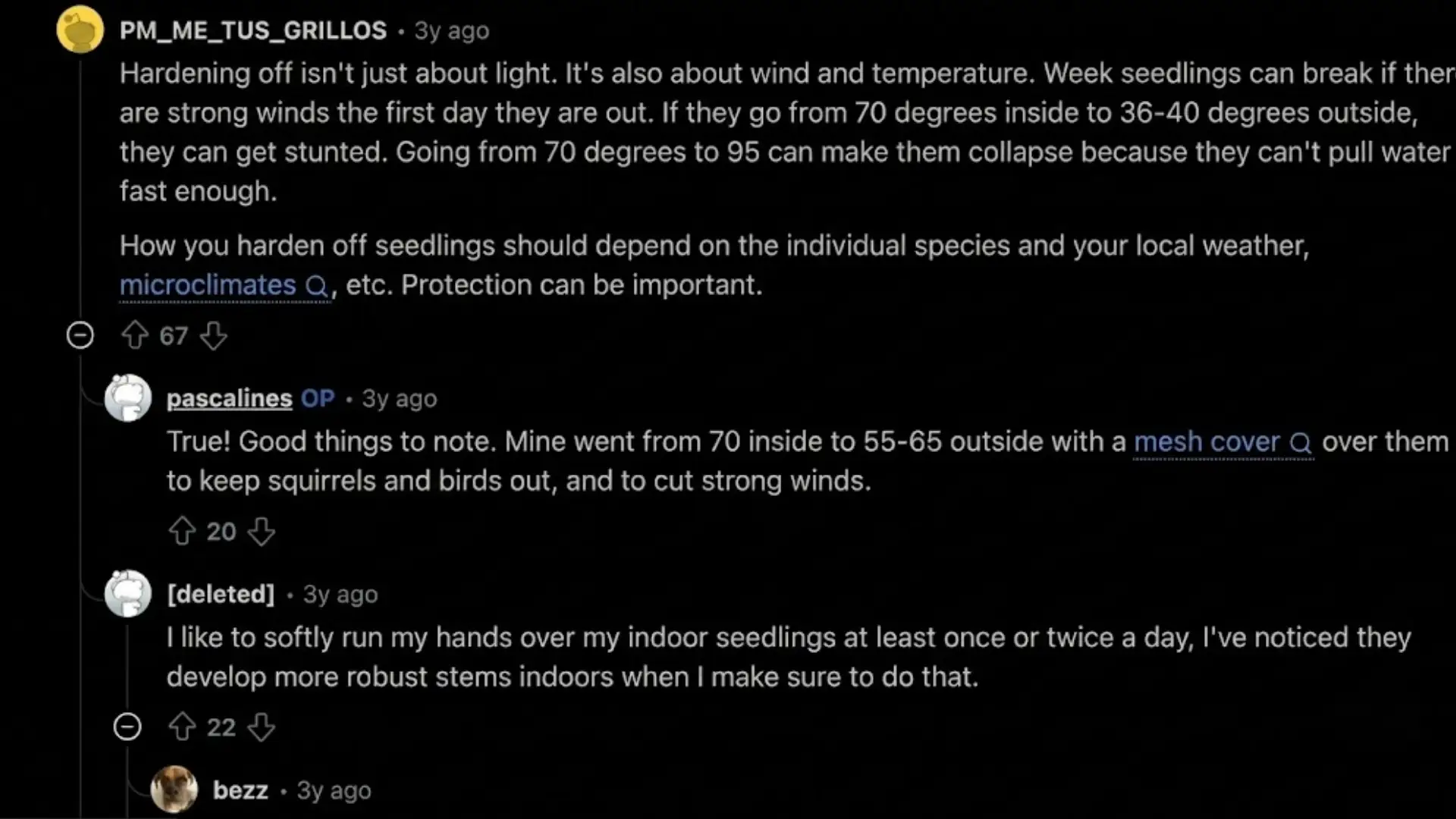 reddit gardeners discuss wind, temperature, and practical tips for safely hardening off seedlings