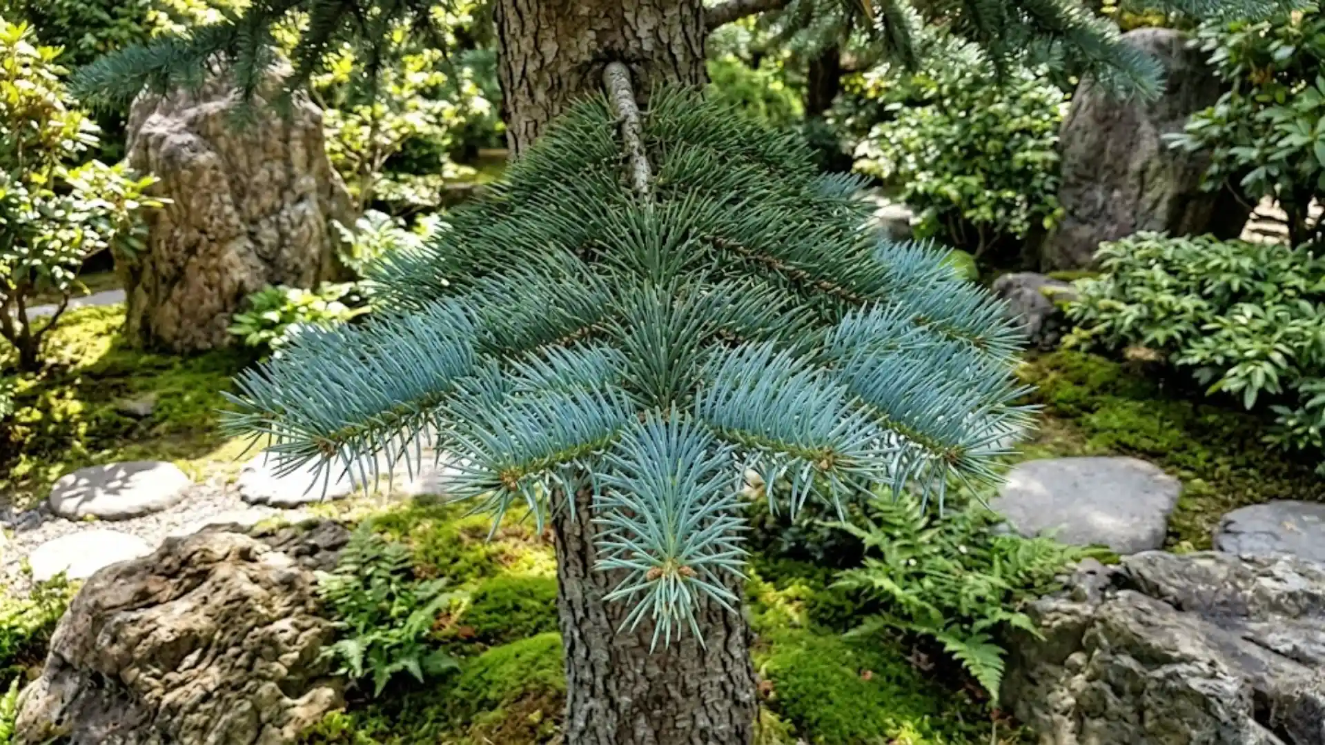 tiger tail spruce branch with stiff bottlebrush shaped needles
