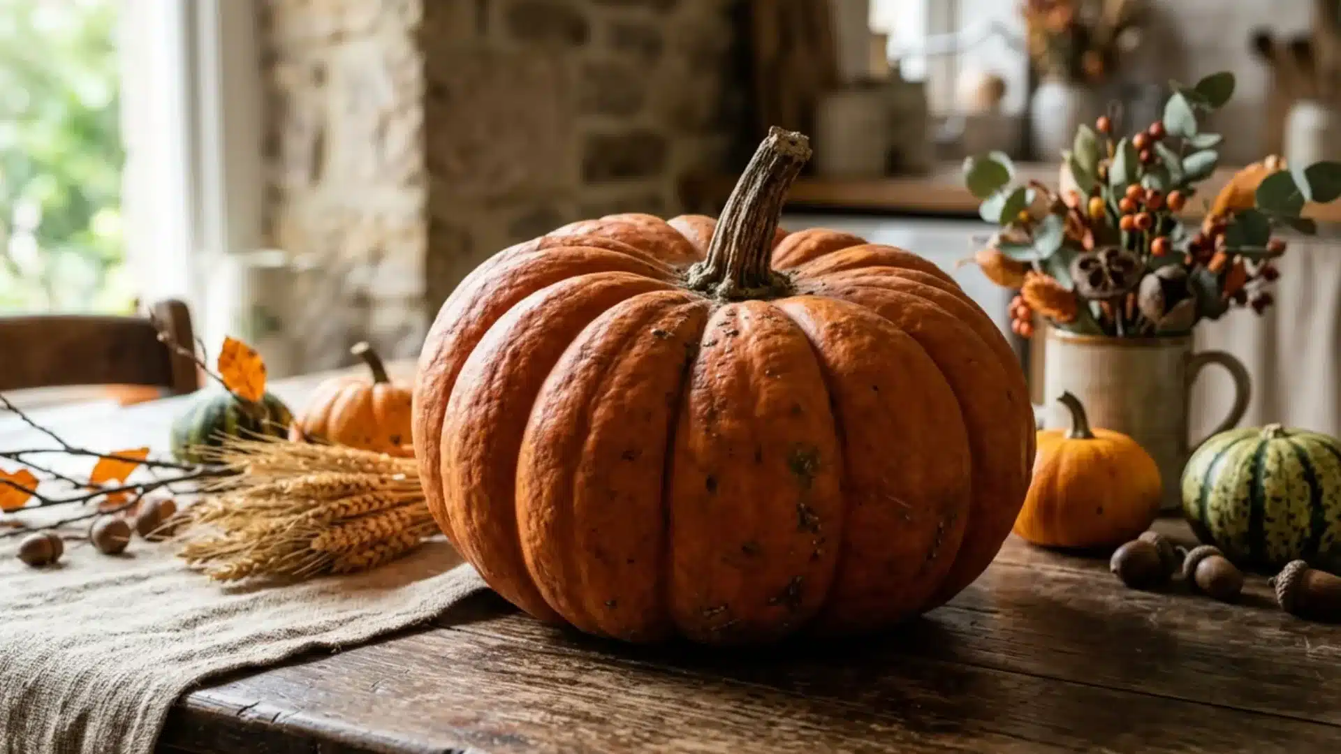 heavily ribbed deep orange amish pie pumpkin