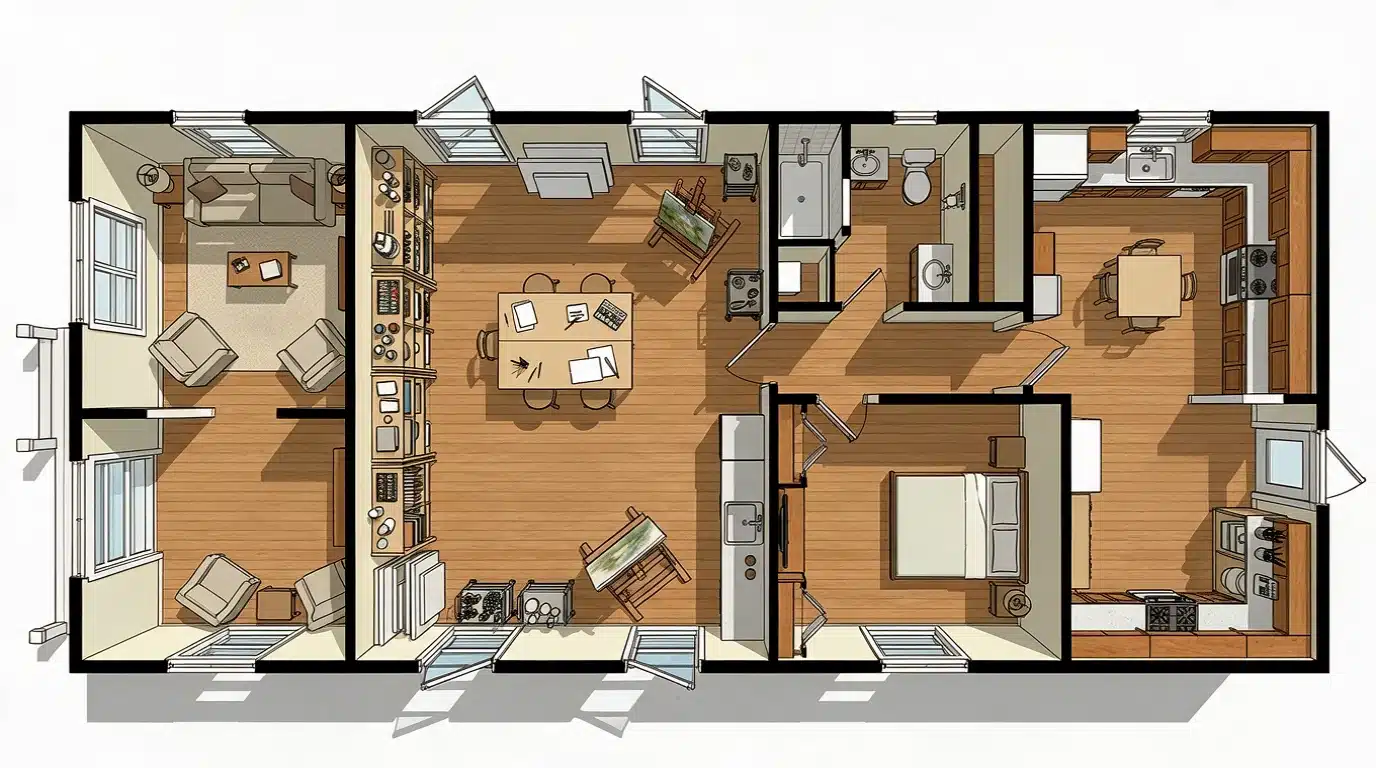detailed floor plan illustrating a two-bedroom apartment's layout, including dimensions and room placements