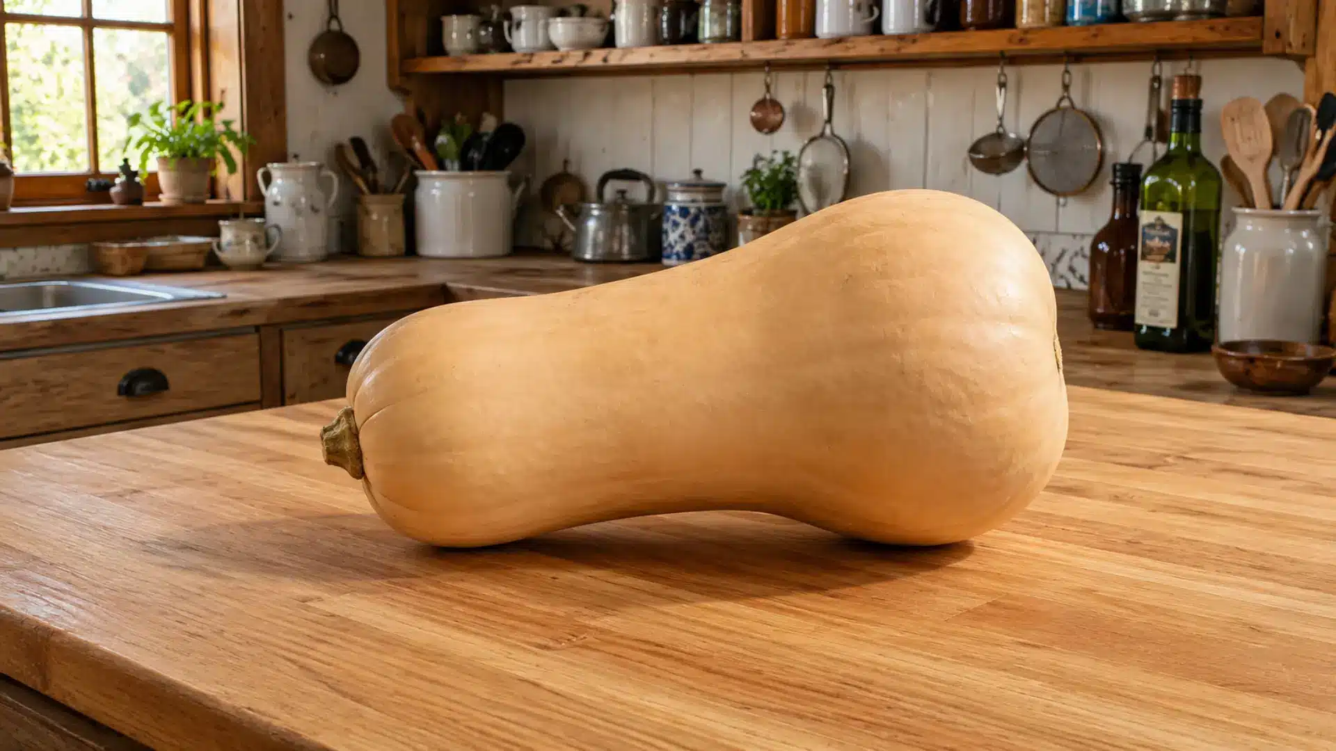 butternut squash on a kitchen counter