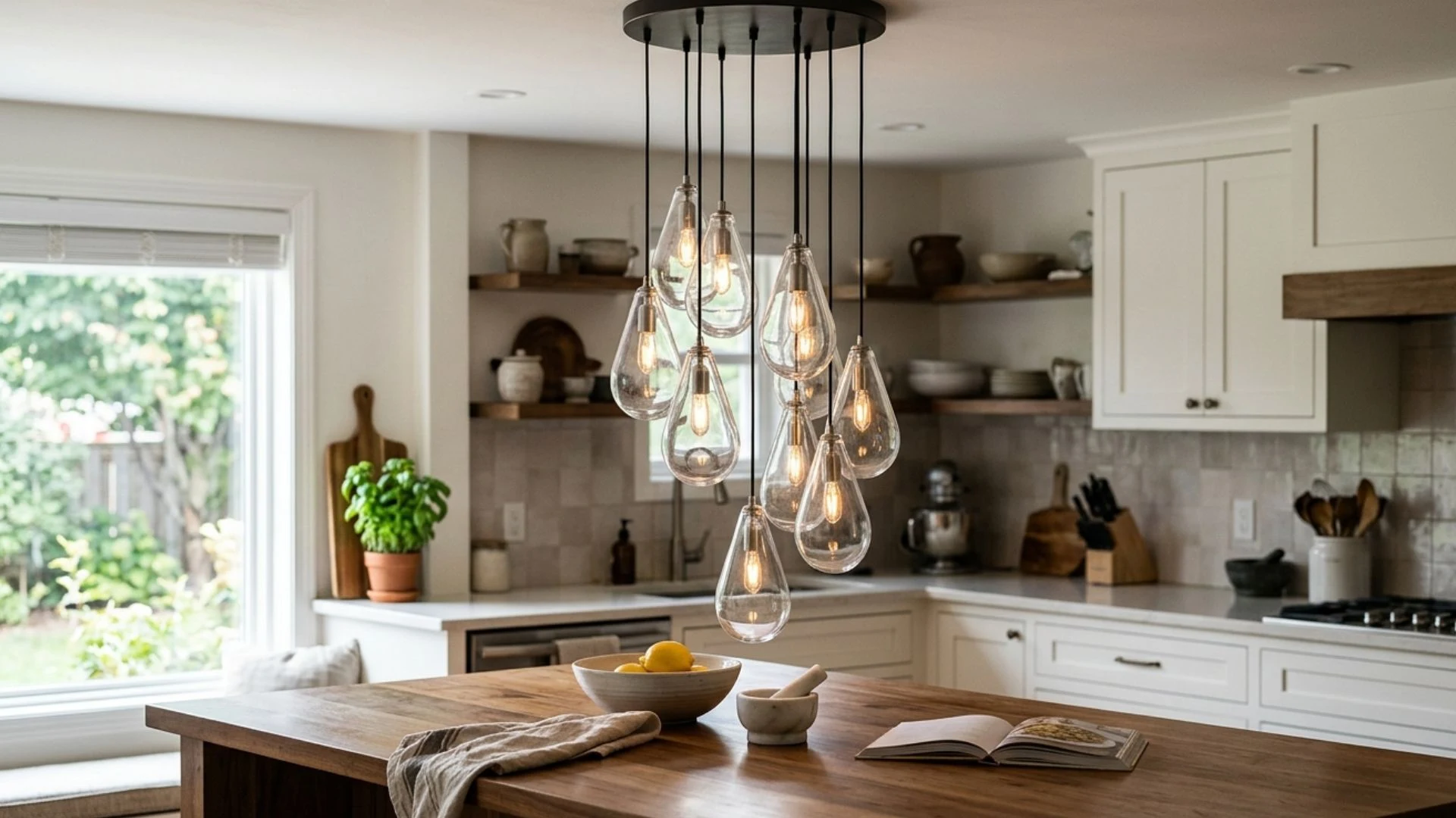 display a cluster of teardrop pendants