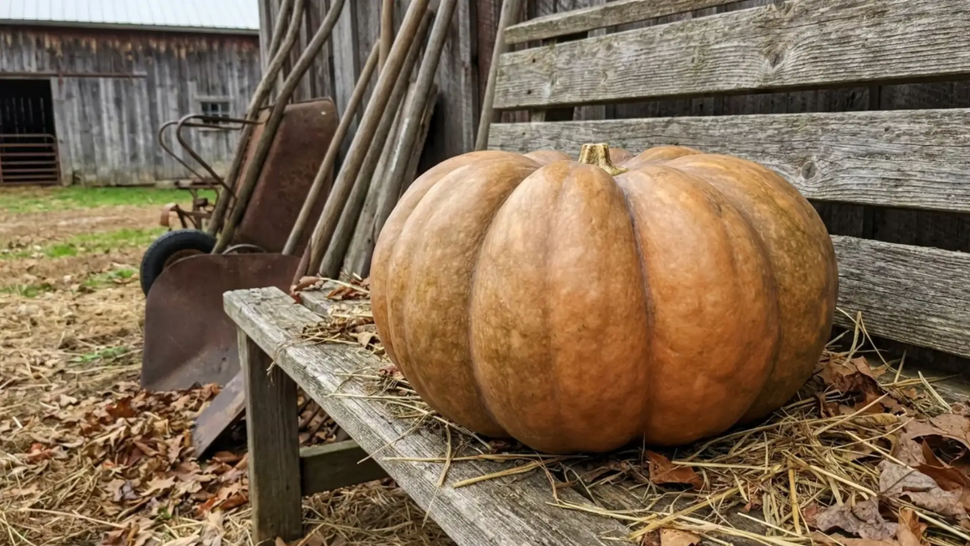heavily ribbed tan orange fairytale pumpkin outdoors