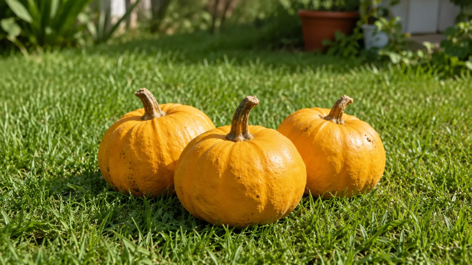 golden nugget squash in a garden patch