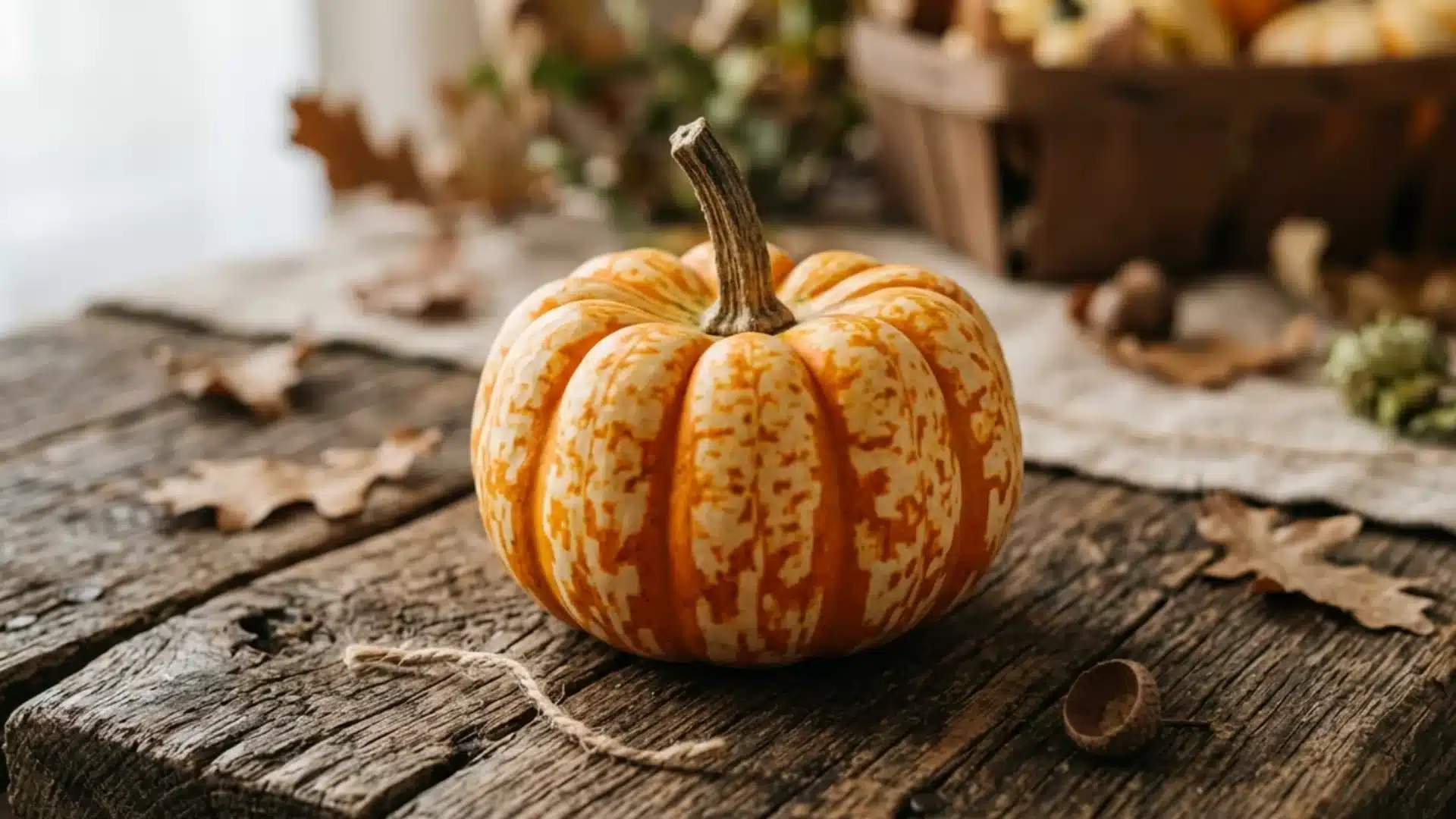 bicolor orange and cream hooligan mini pumpkin