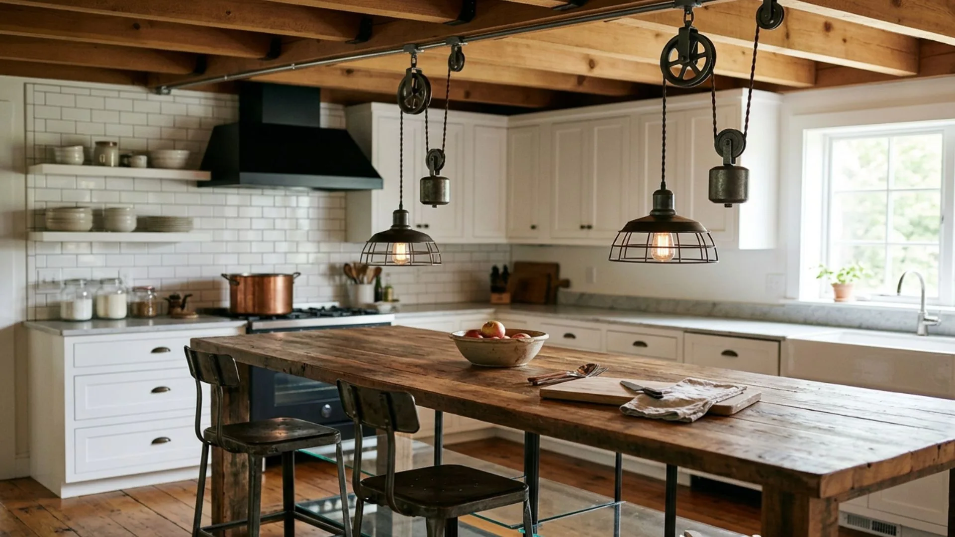 install adjustable pulley pendants