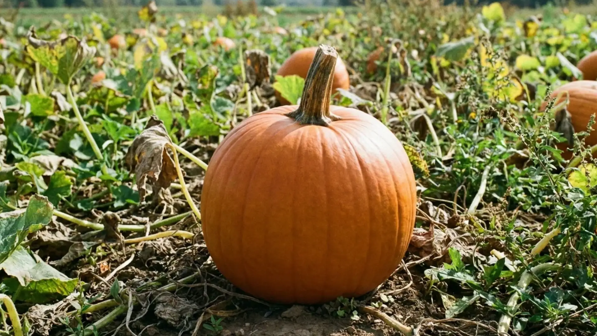 uniform round magic lantern pumpkin in a field