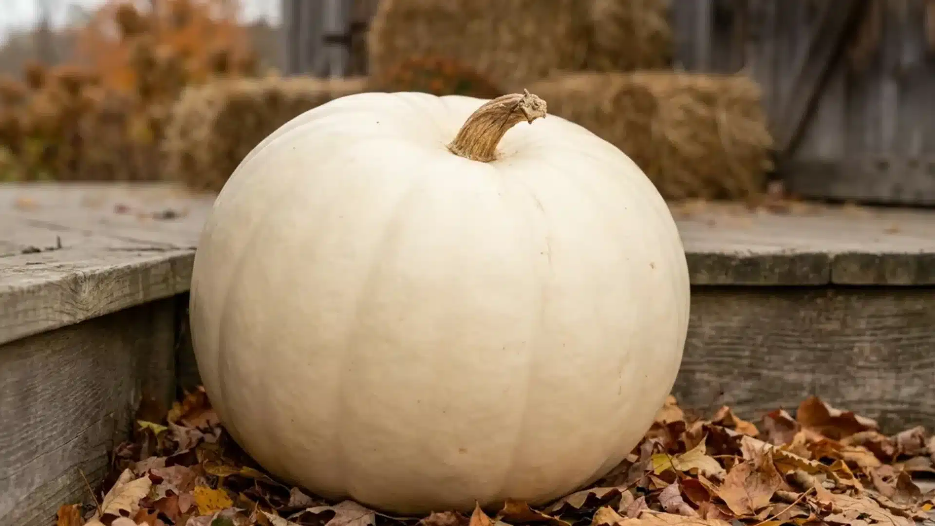 polar bear pumpkin white smooth skin with ribbed rounded body