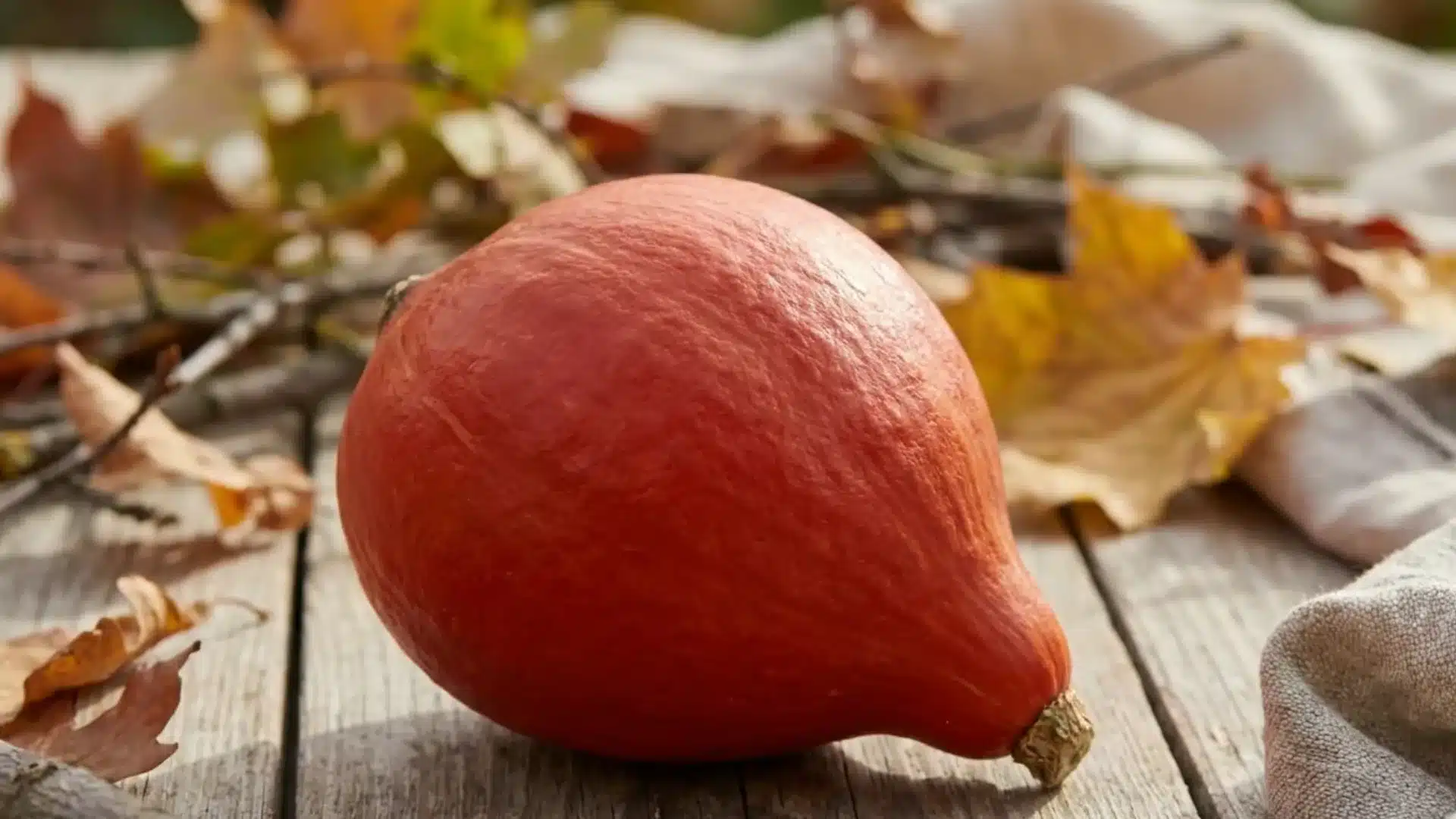 red kuri squash deep orange red teardrop shape