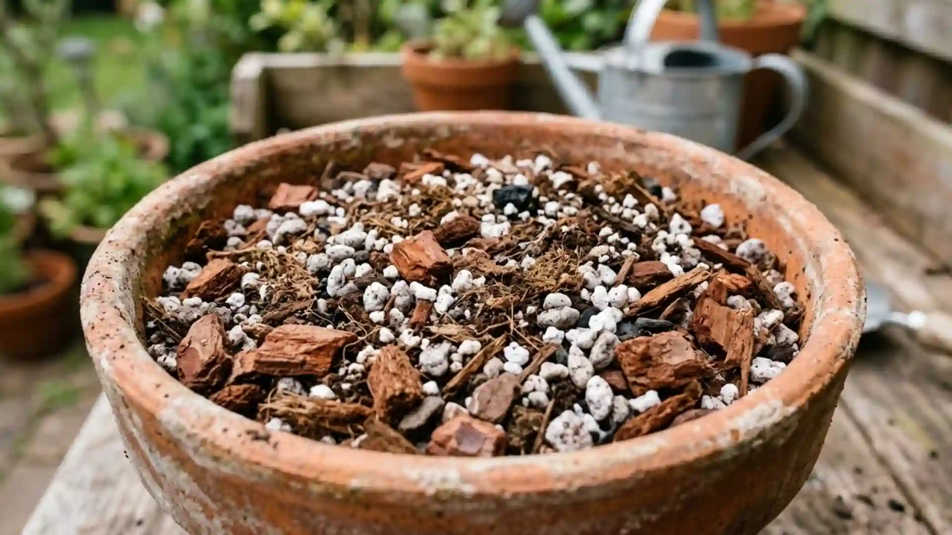 well-draining soil mix with perlite and orchid bark for baby rubber plant potting