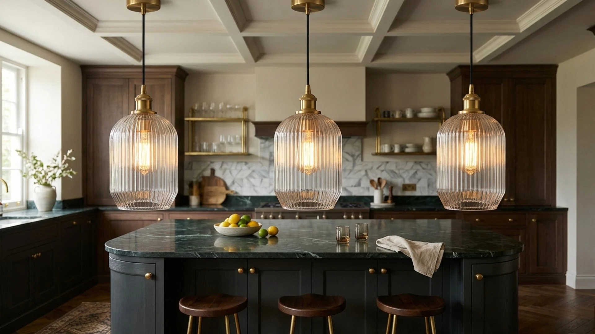 add art deco fluted glass pendants
