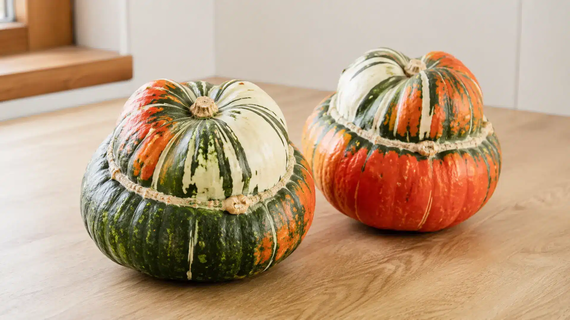 turban squash on a kitchen slab