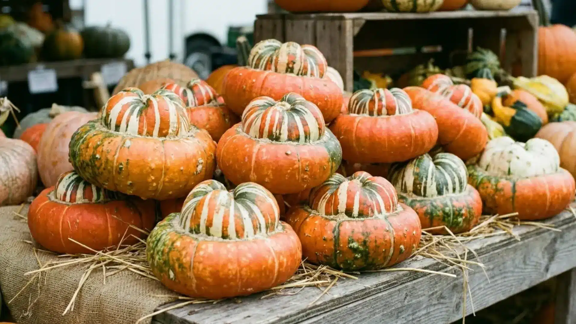 brightly colored turks turban squash display