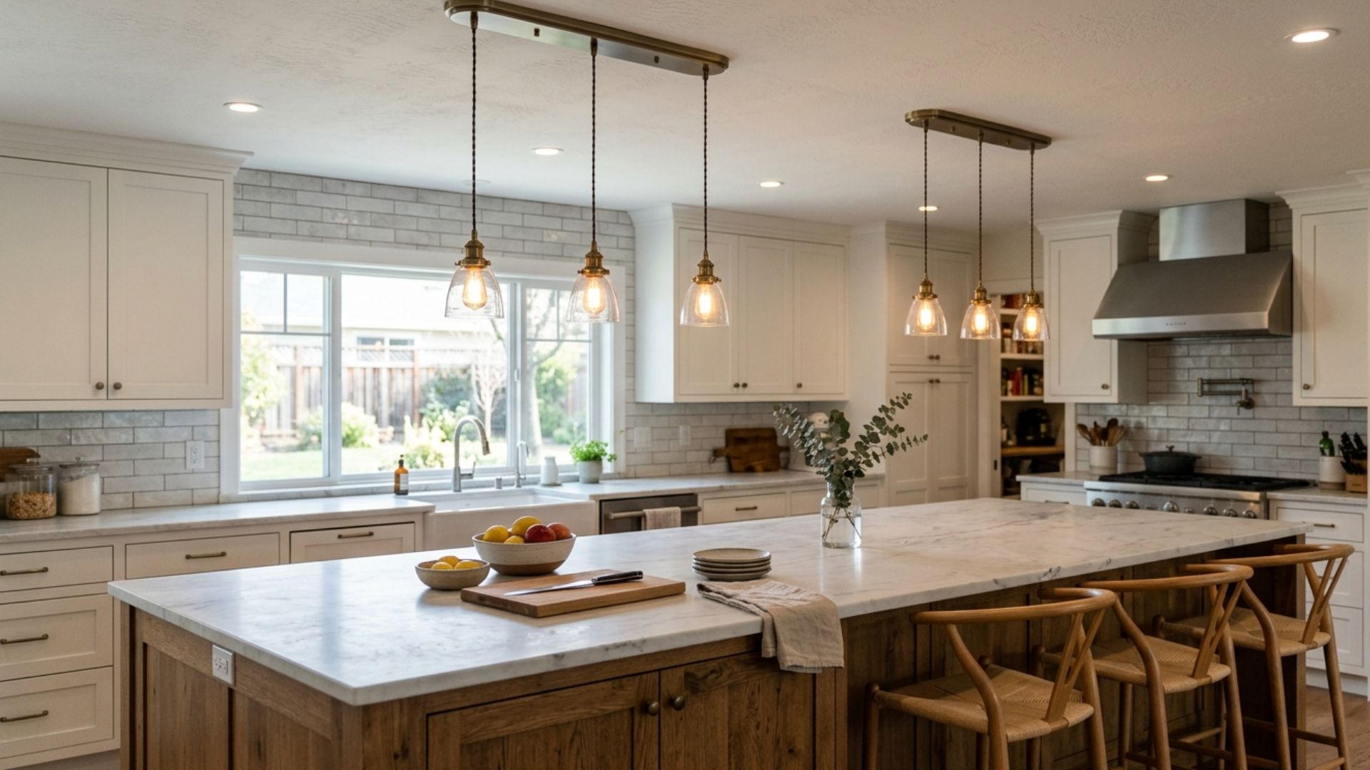 create rhythm with mini pendant lights