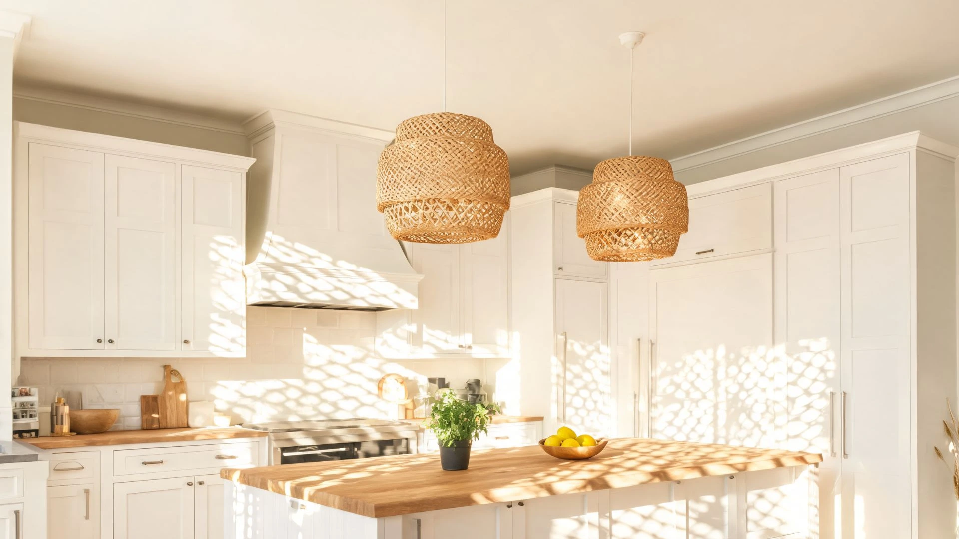 bring warmth with woven rattan shades