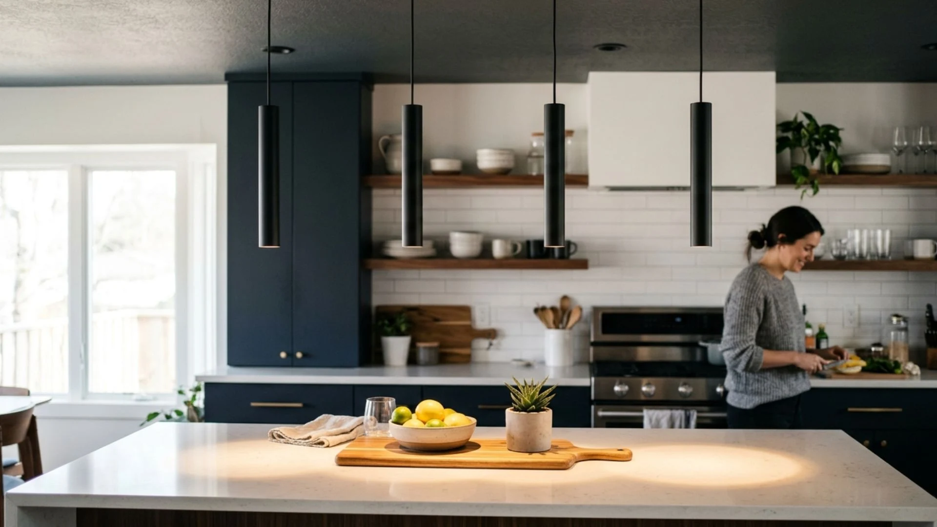 try minimalist cylinder pendant lights